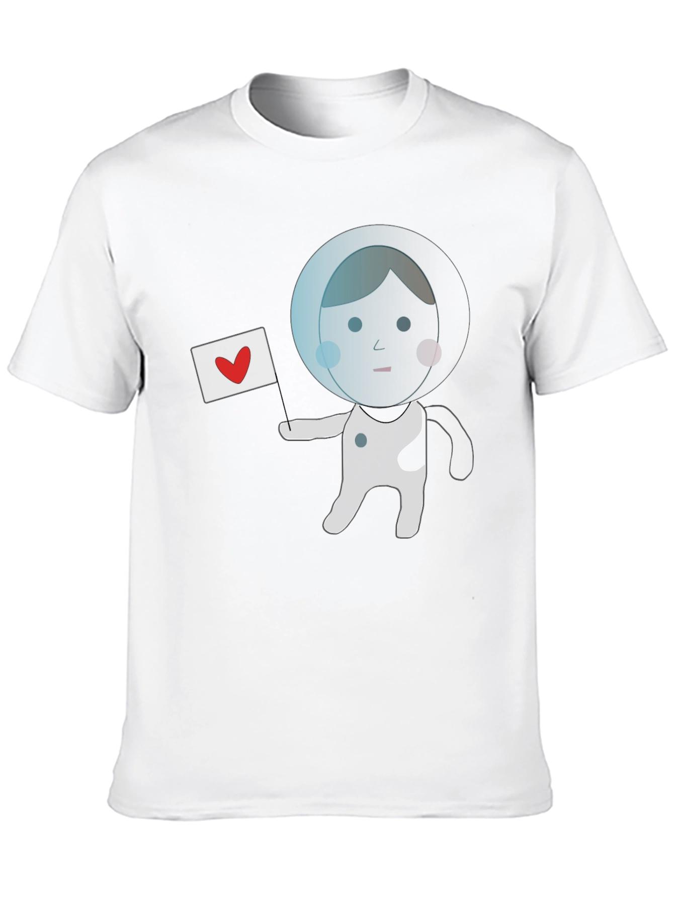 Astronaut with Heart Flag Black T-Shirt