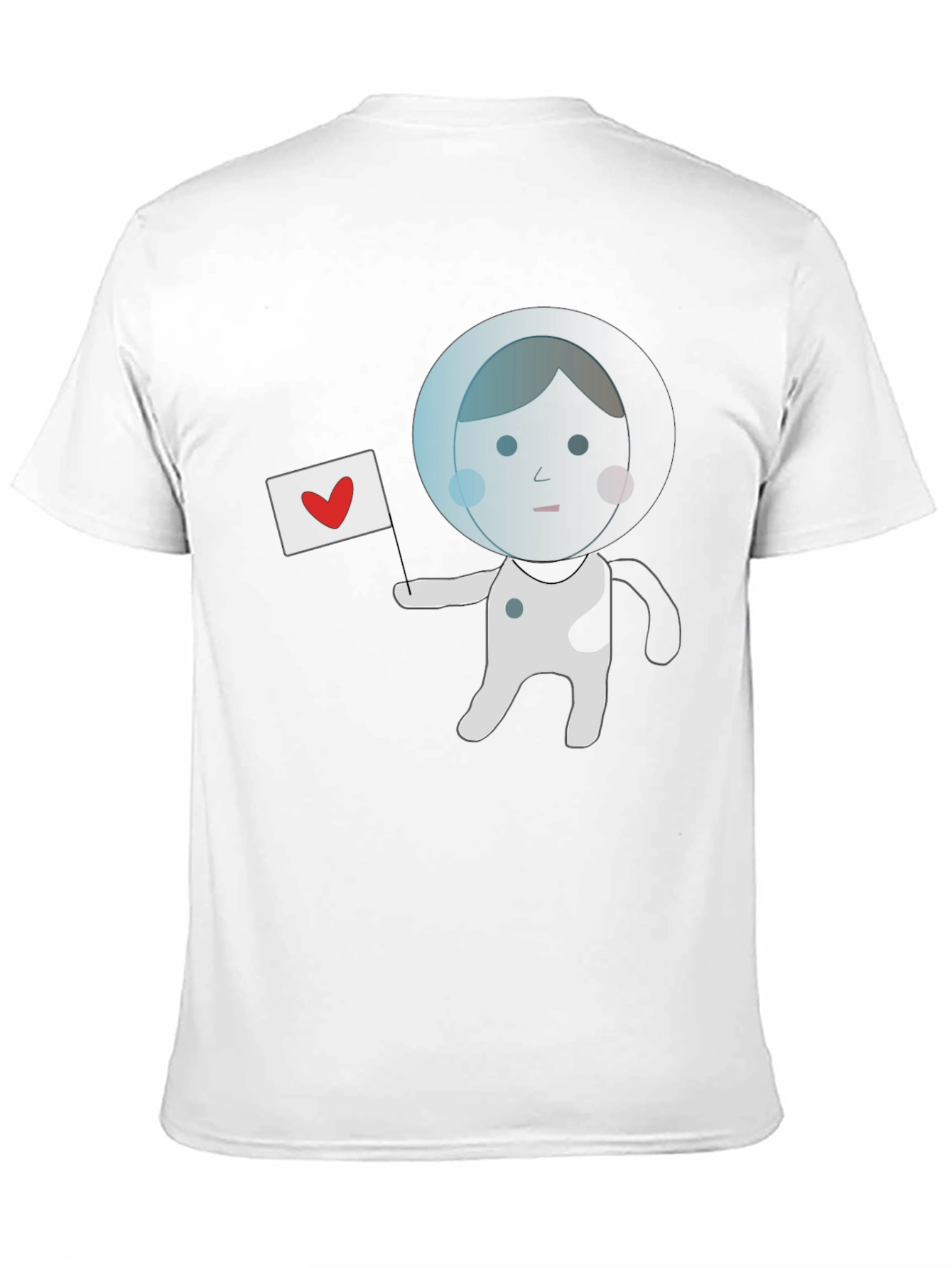 Astronaut with Heart Flag Black T-Shirt