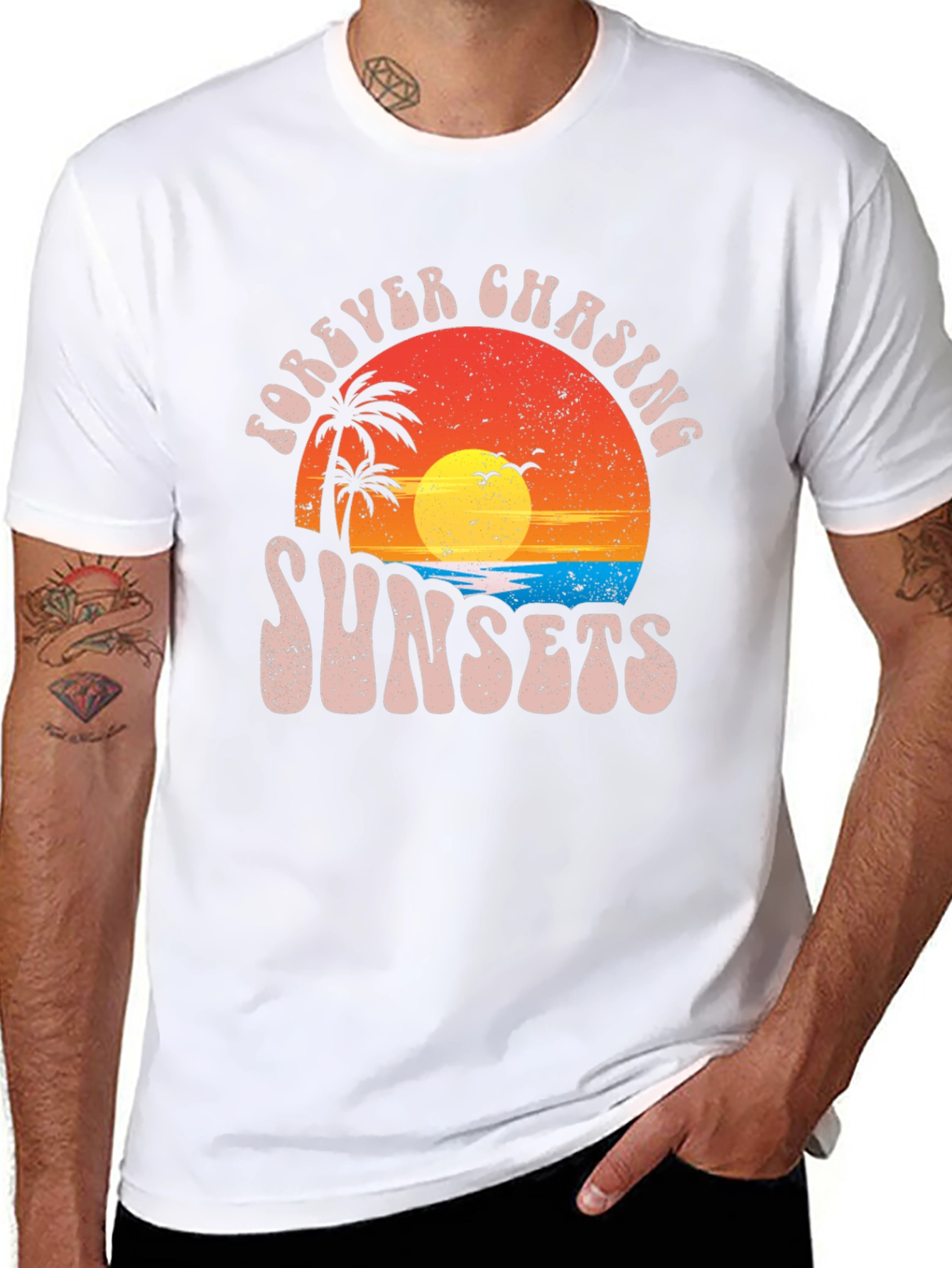Forever Chasing Sunsets Black Graphic Tee