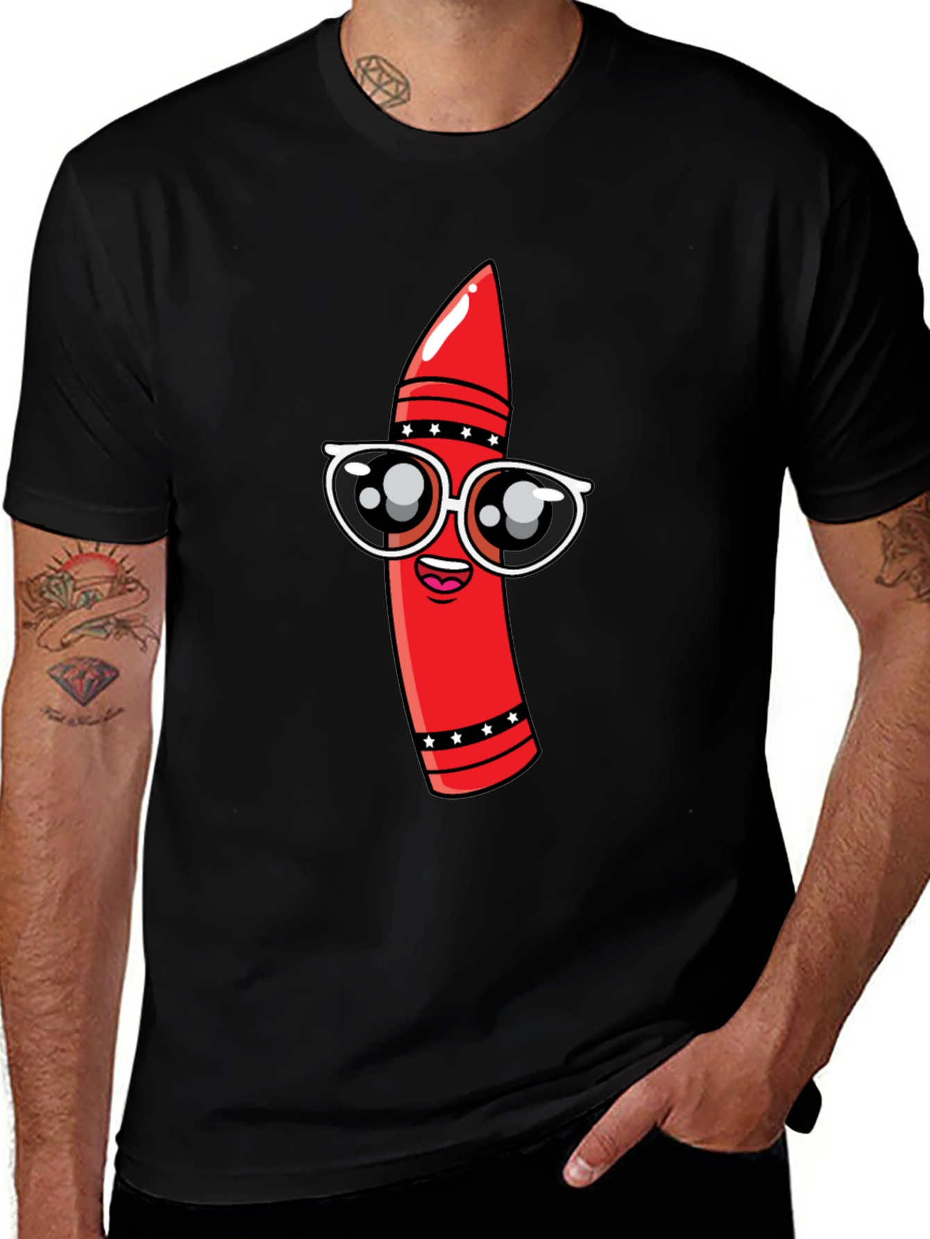 Cool Crayon Graphic Tee - Black Unisex T-Shirt