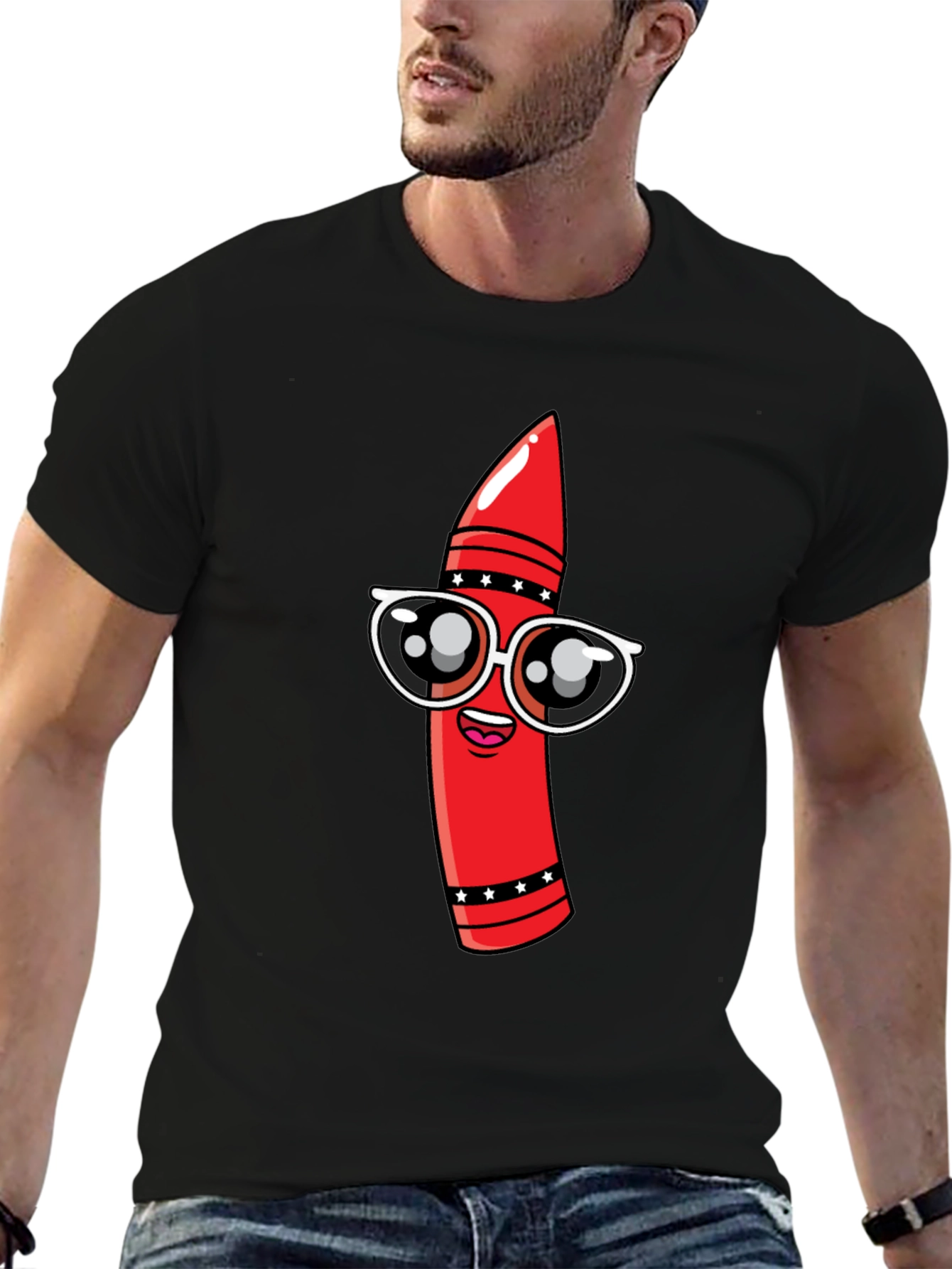 Cool Crayon Graphic Tee - Black Unisex T-Shirt