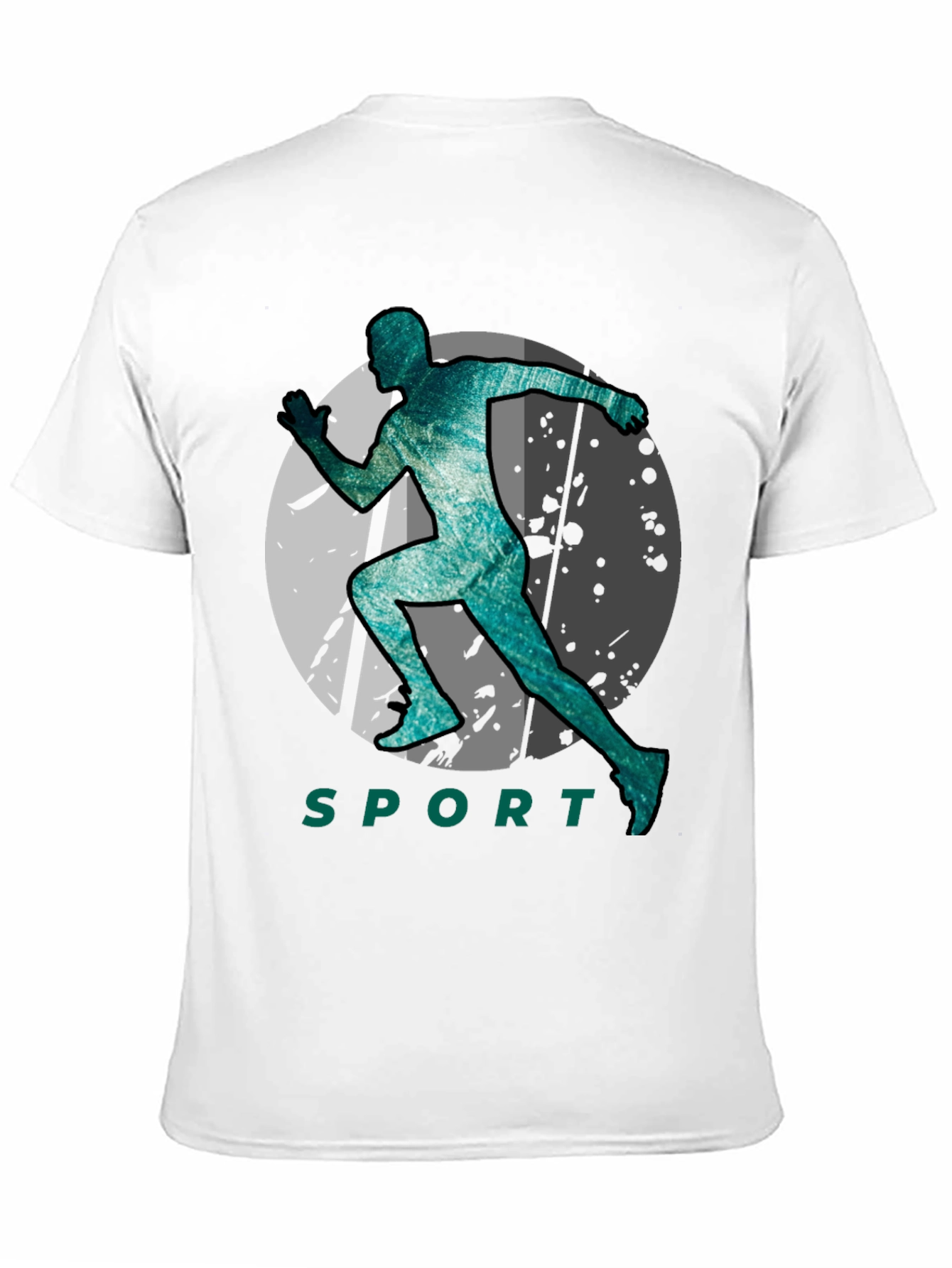 Stylish Sport Silhouette Graphic Tee - Black
