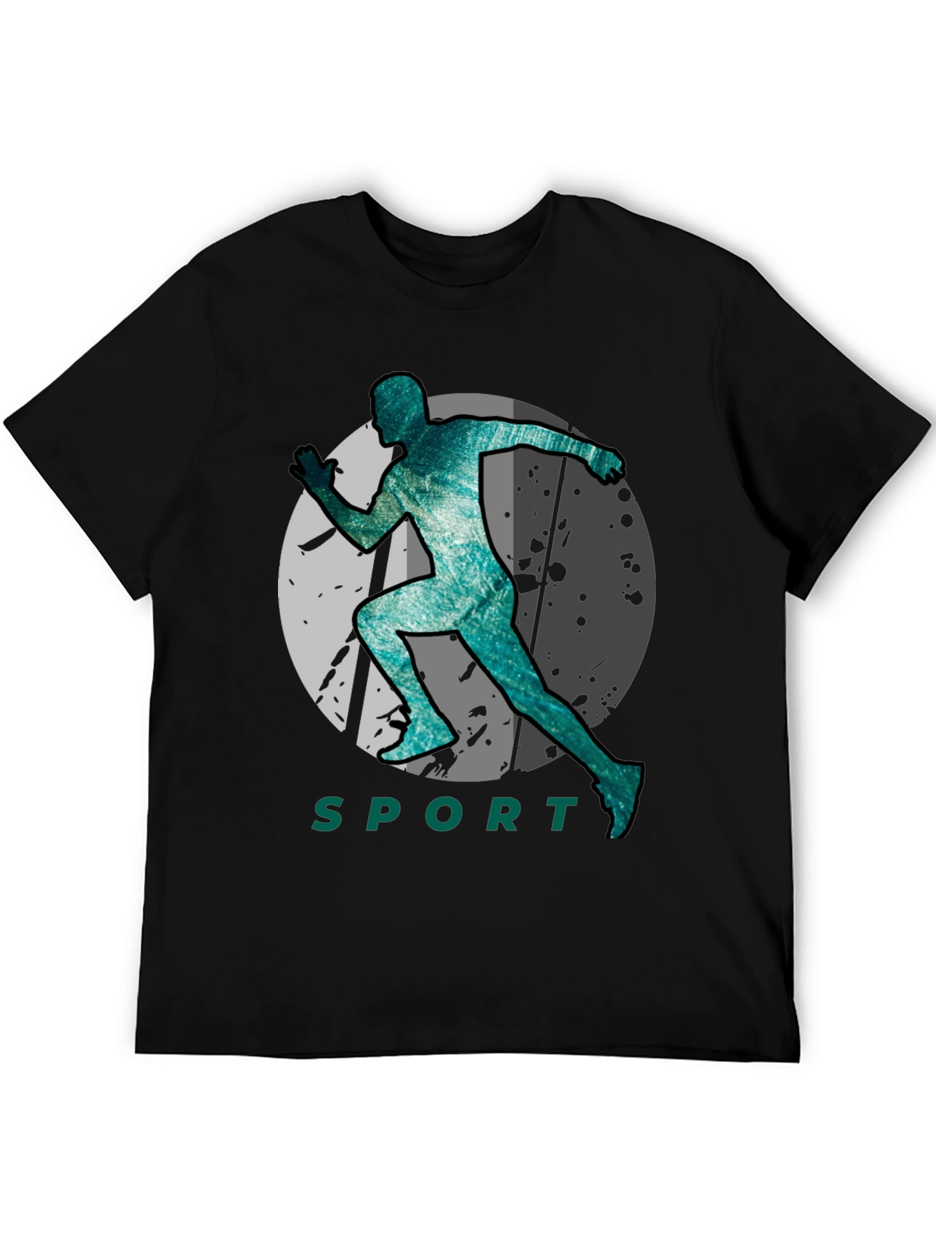 Stylish Sport Silhouette Graphic Tee - Black
