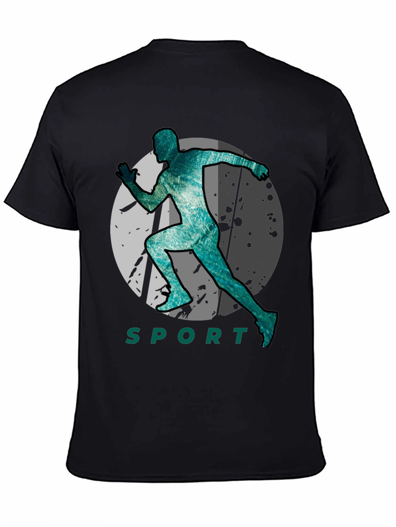 Stylish Sport Silhouette Graphic Tee - Black