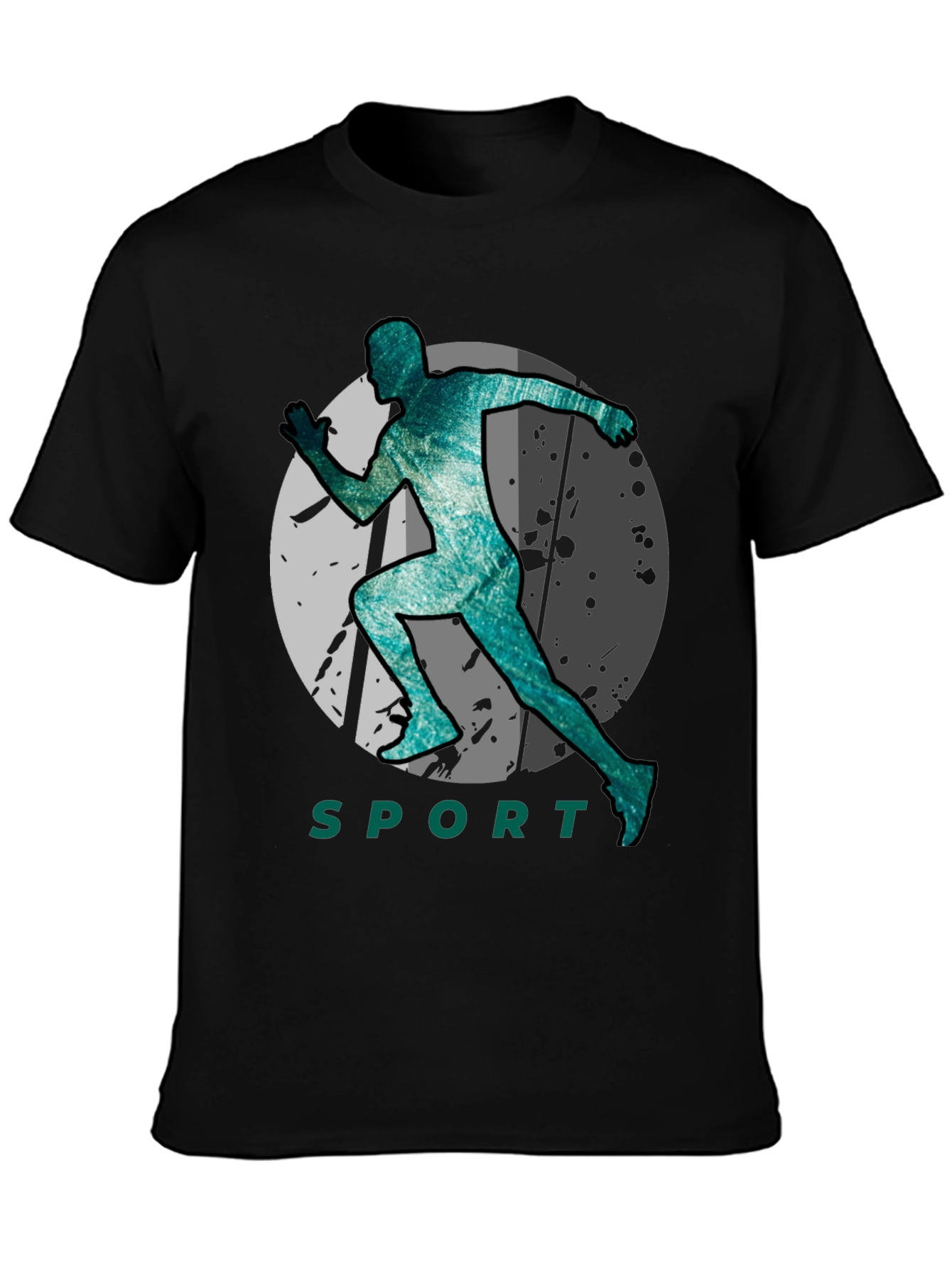 Stylish Sport Silhouette Graphic Tee - Black