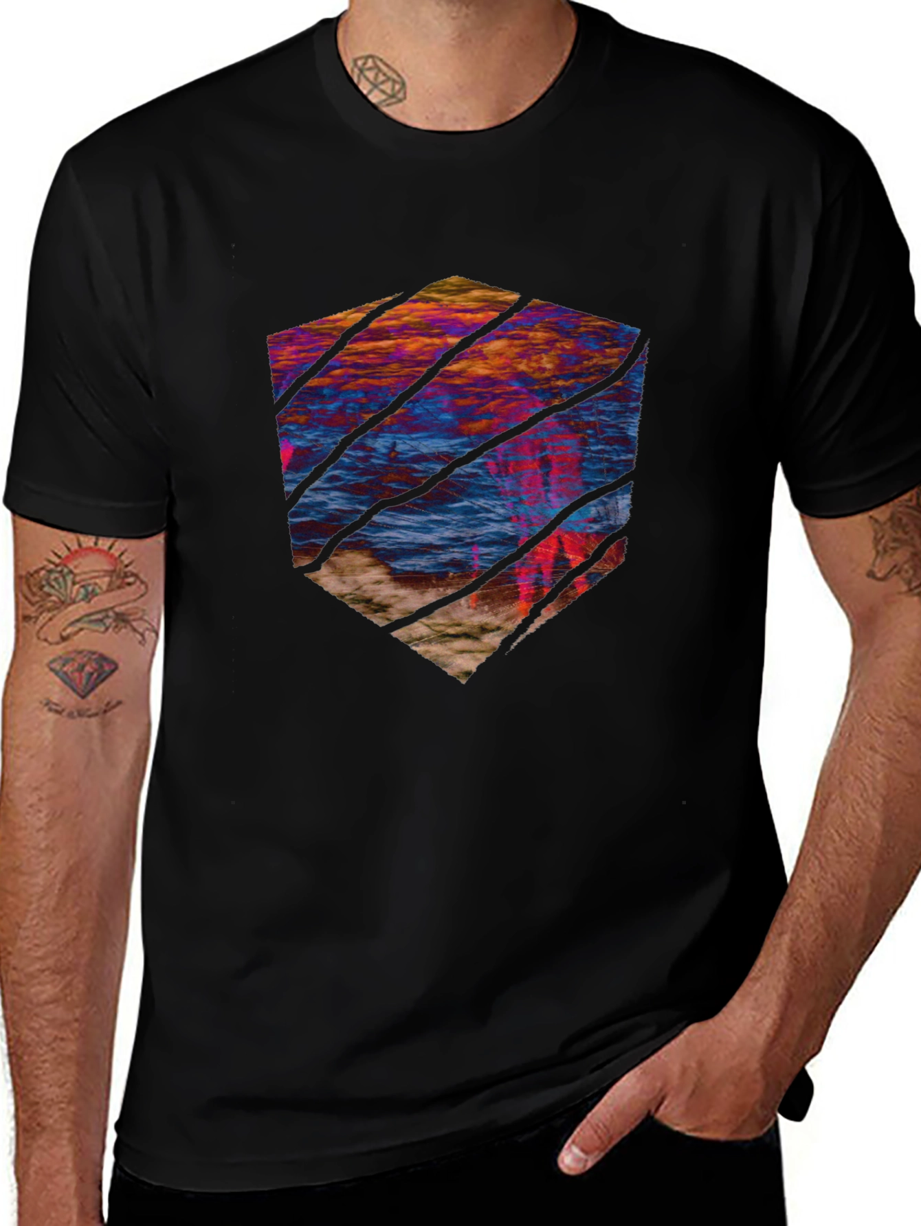 Abstract Landscape Tee - Artistic Graphic Print Shirt