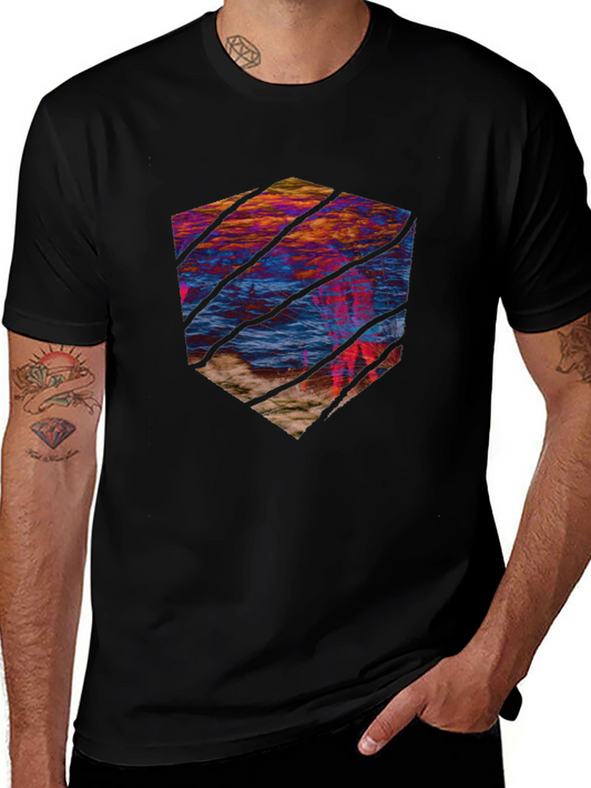 Abstract Landscape Tee - Artistic Graphic Print Shirt