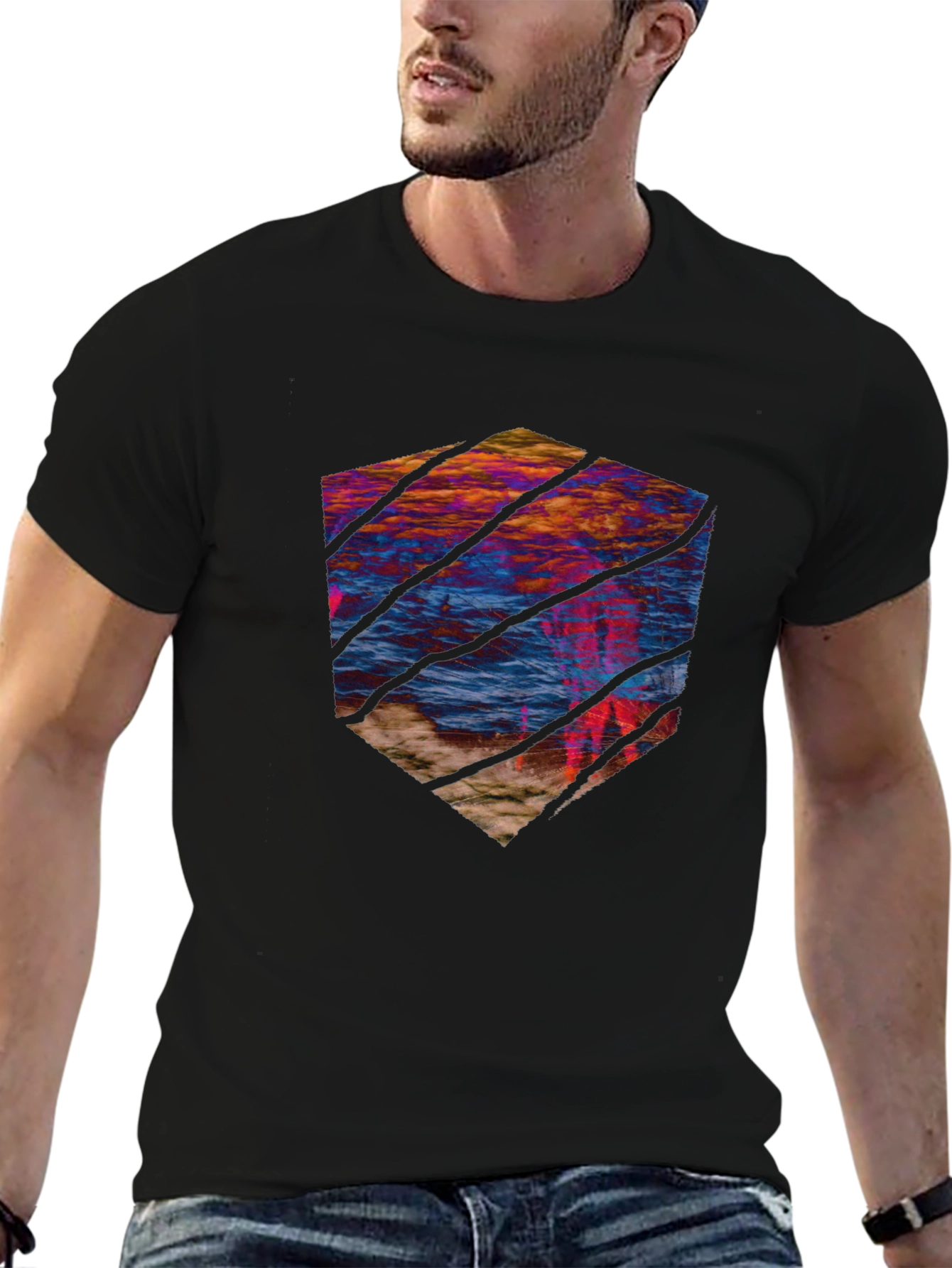 Abstract Landscape Tee - Artistic Graphic Print Shirt