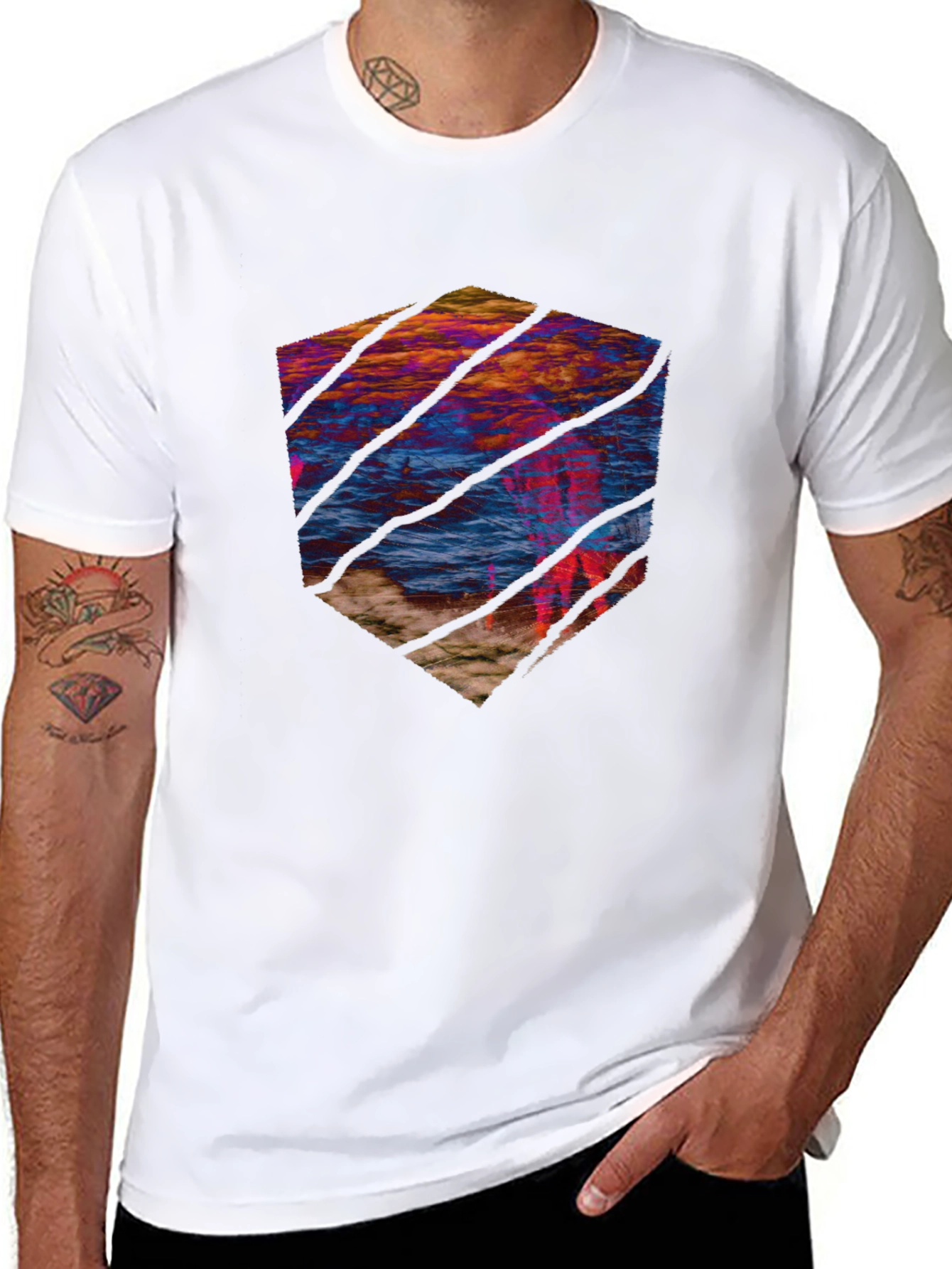 Abstract Landscape Tee - Artistic Graphic Print Shirt