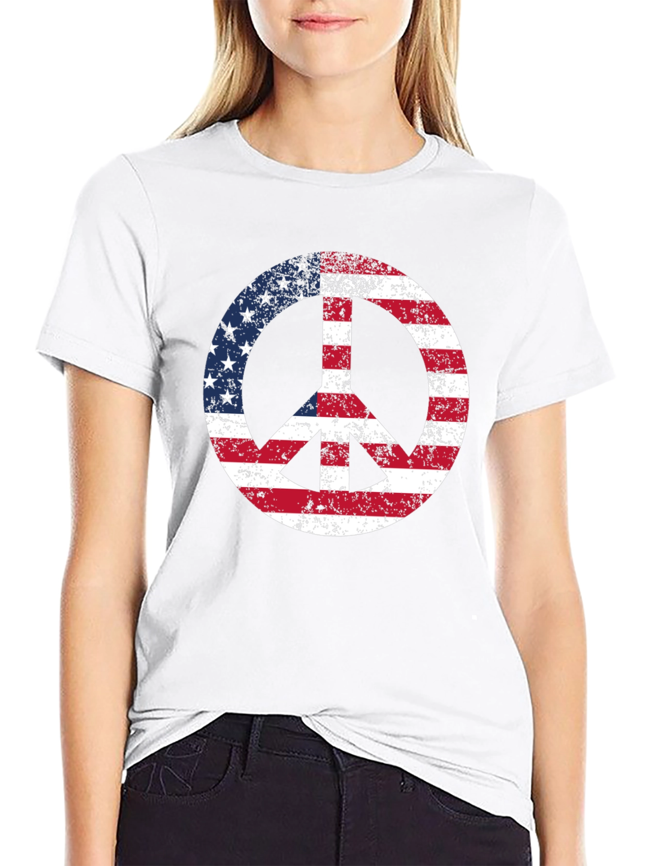 American Flag Peace Sign T-Shirt - Patriotic Graphic Tee