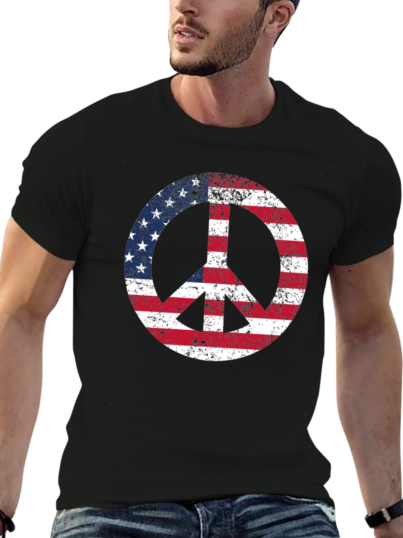American Flag Peace Sign T-Shirt - Patriotic Graphic Tee