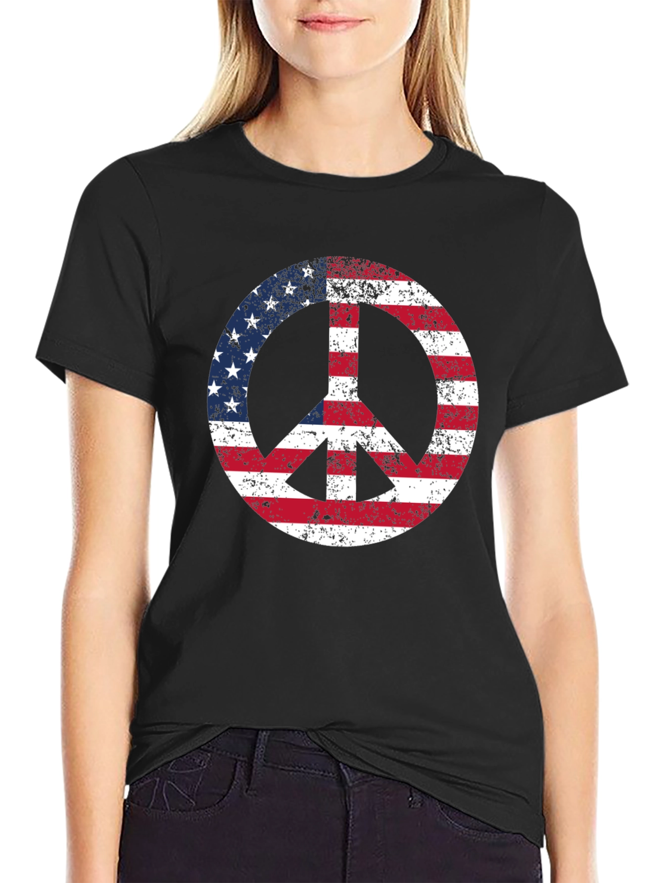 American Flag Peace Sign T-Shirt - Patriotic Graphic Tee