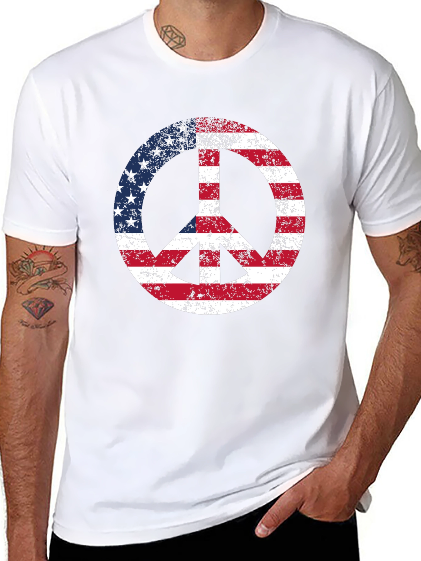 American Flag Peace Sign T-Shirt - Patriotic Graphic Tee