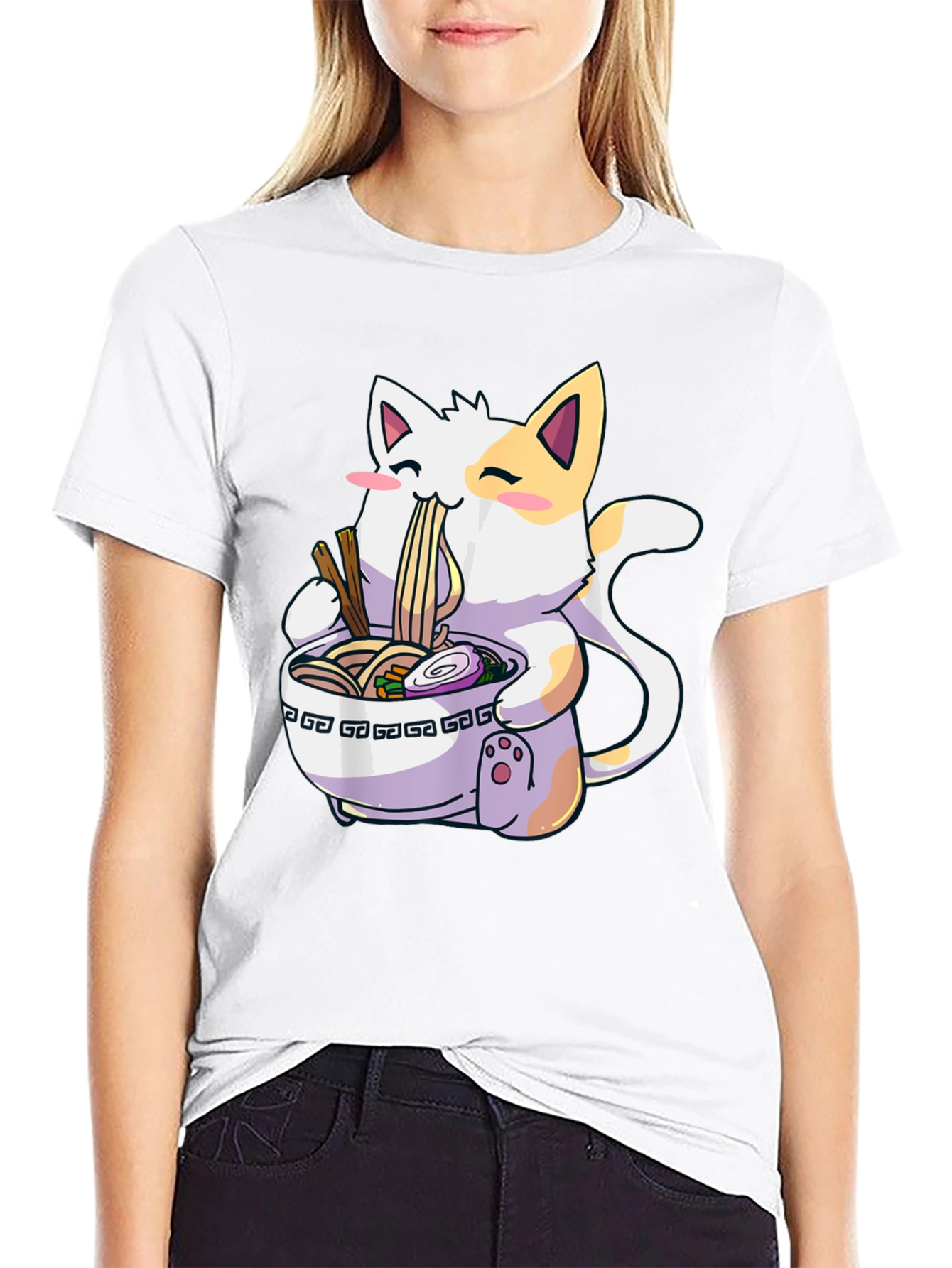 Ramen Cat Graphic T-Shirt - Kawaii Style