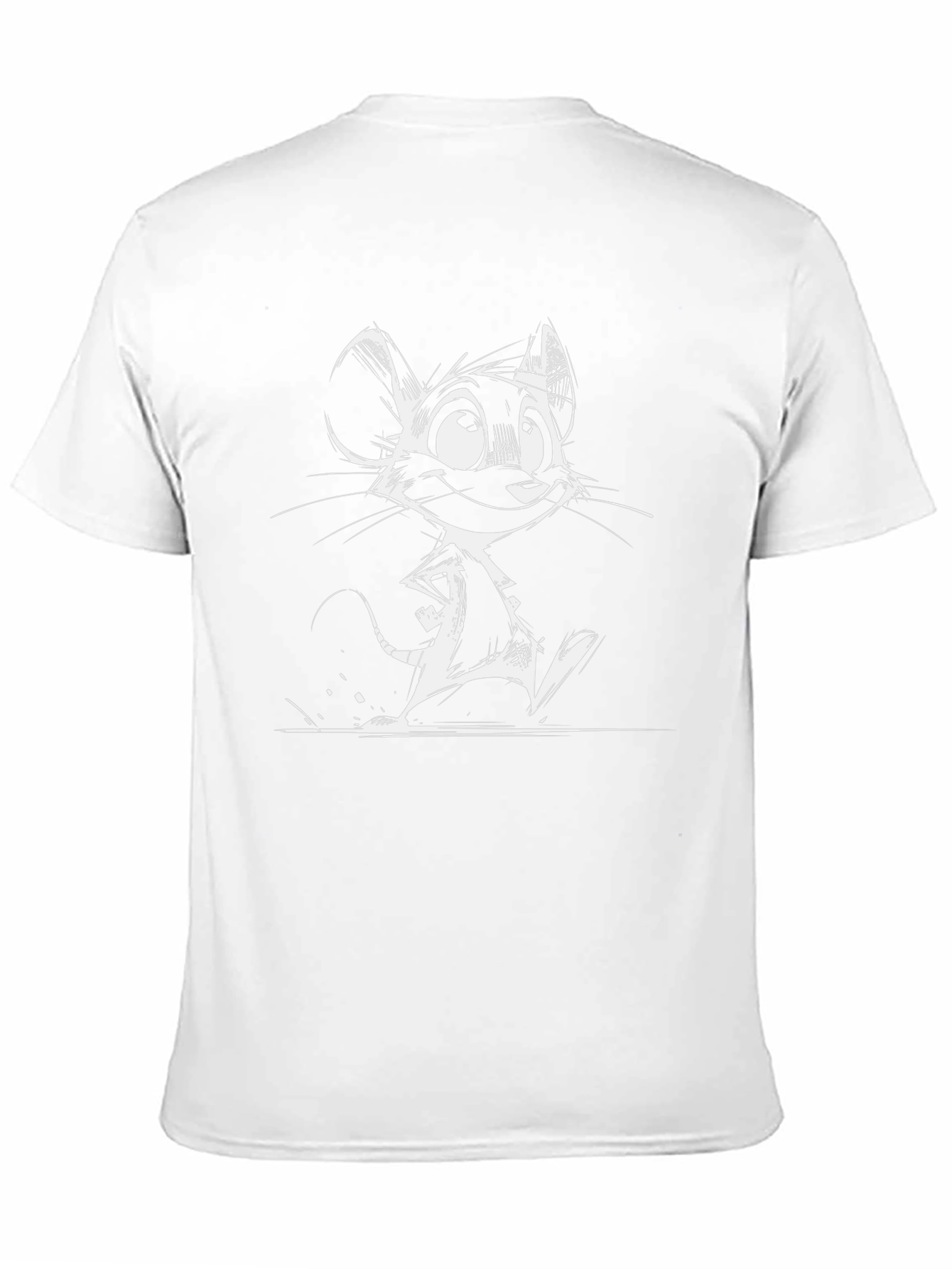 Cartoon Mouse Graphic Tee - Black Cotton Blend