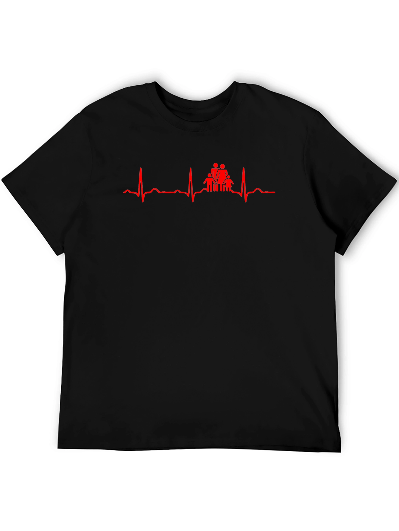 Family Heartbeat Graphic Tee - Black