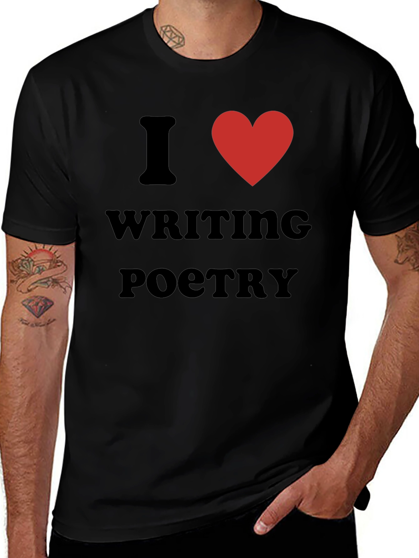 I Heart Writing Poetry Black T-Shirt