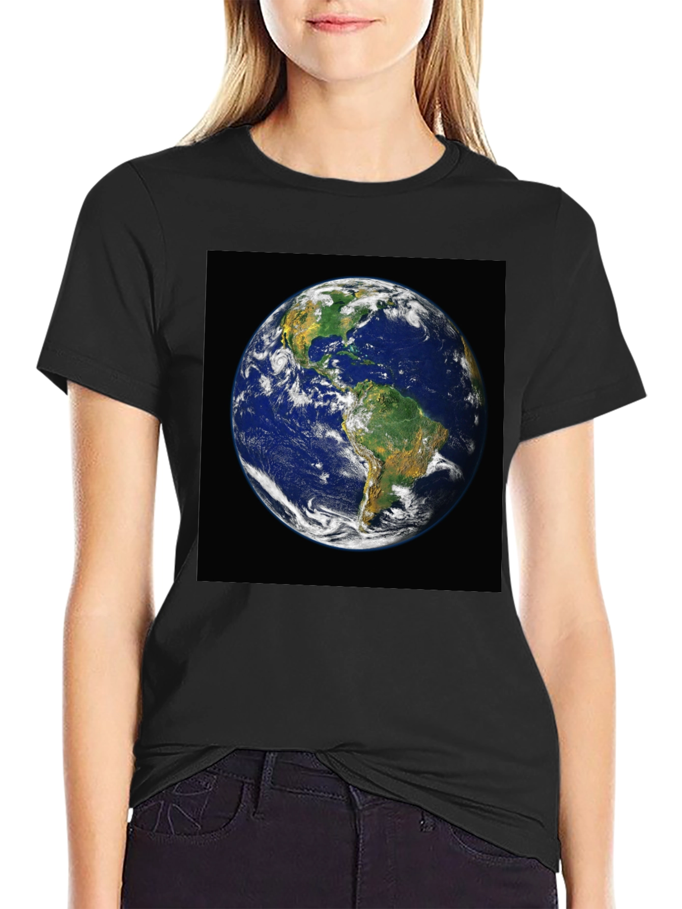 Earth Graphic Print Black T-Shirt