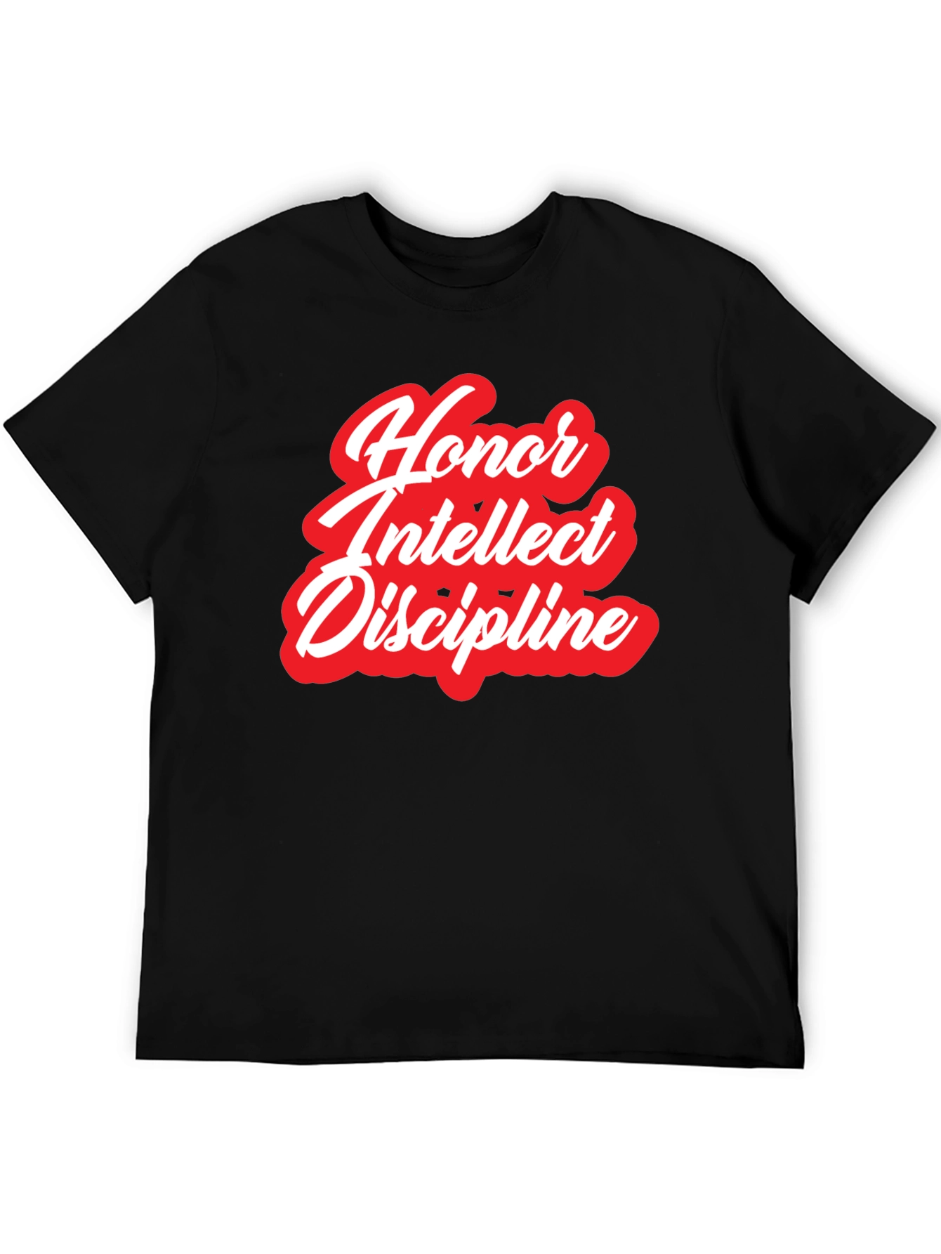 Honor Intellect Discipline Black Graphic T-Shirt