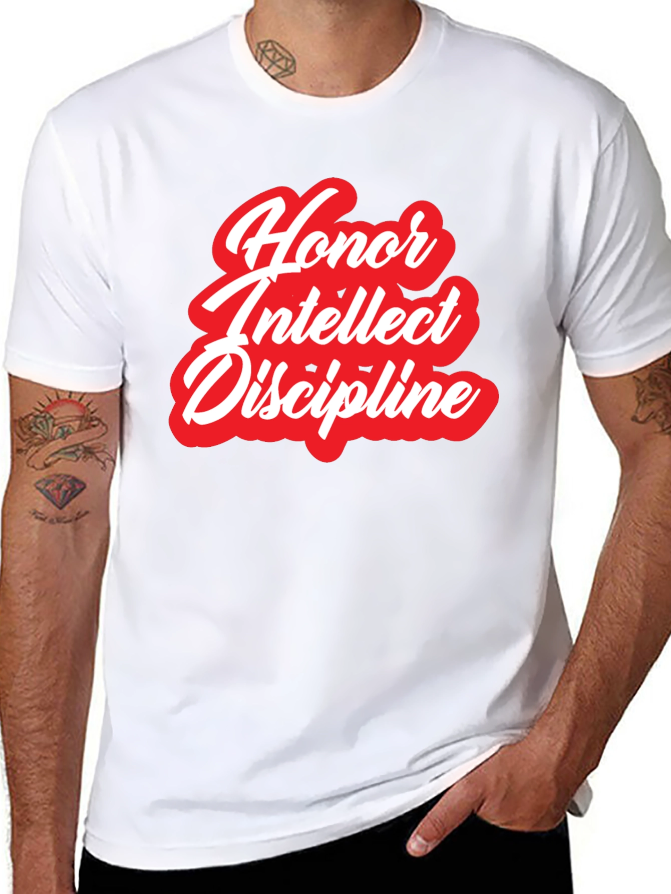 Honor Intellect Discipline Black Graphic T-Shirt