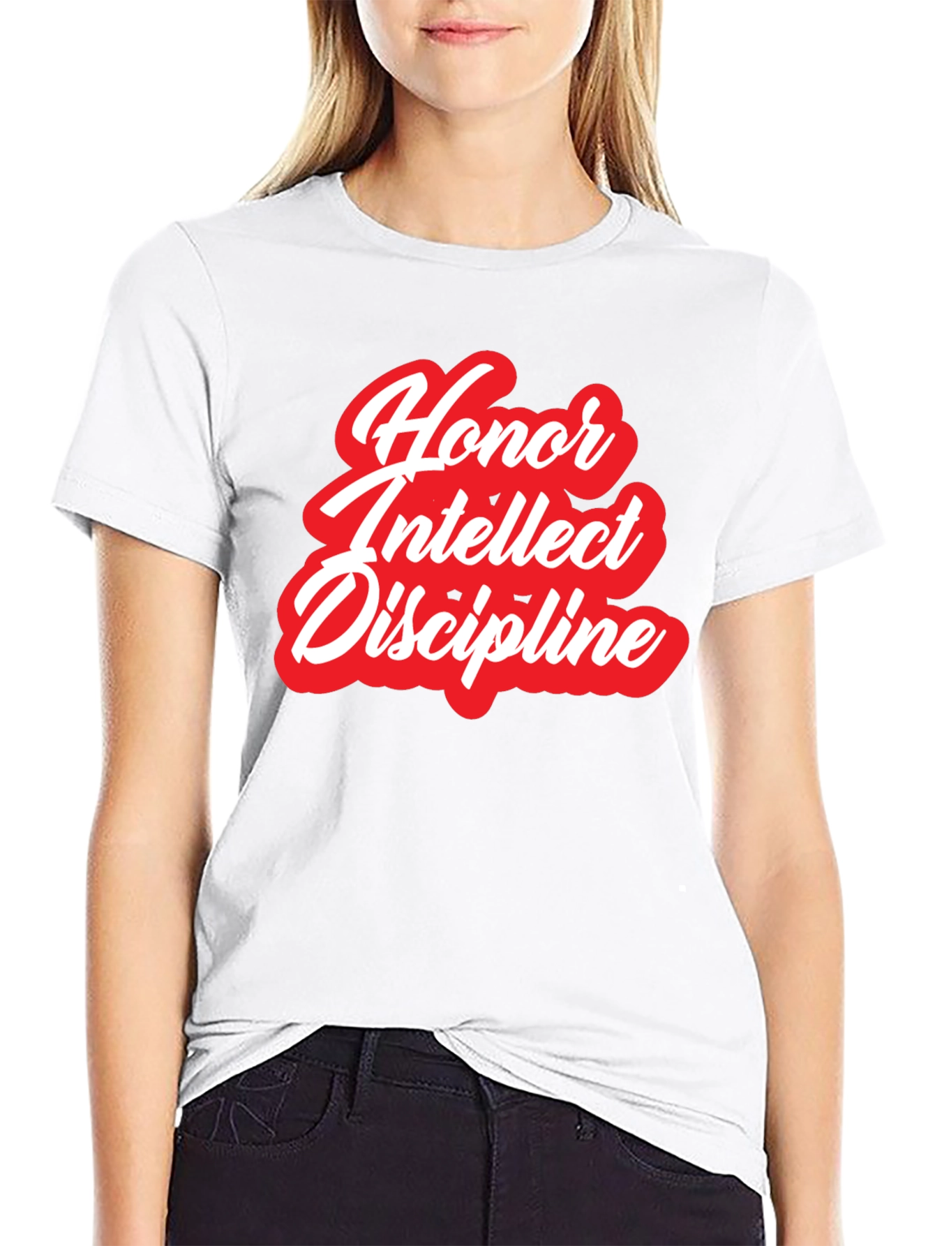 Honor Intellect Discipline Black Graphic T-Shirt