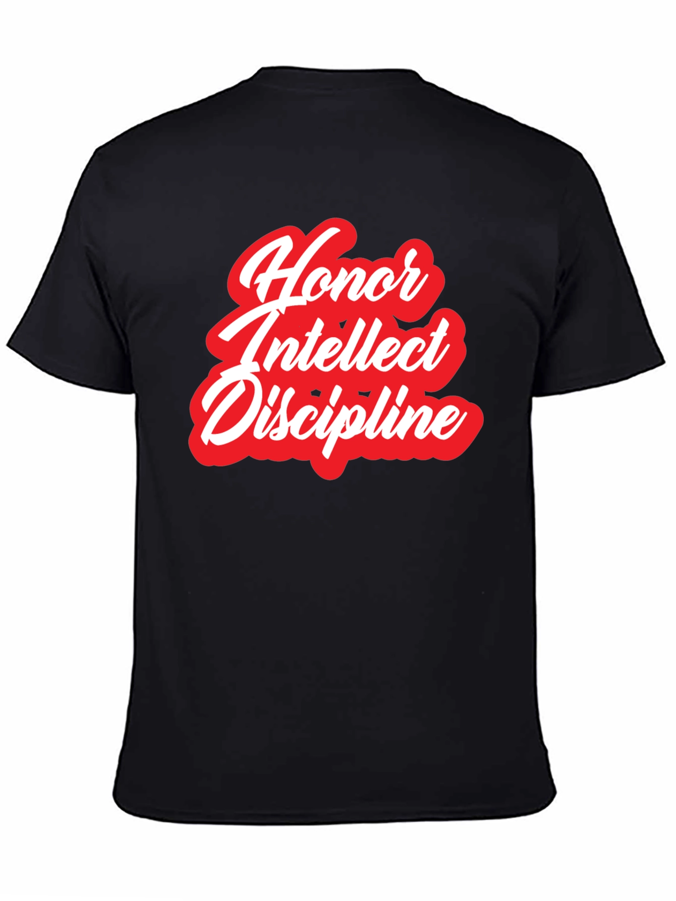 Honor Intellect Discipline Black Graphic T-Shirt