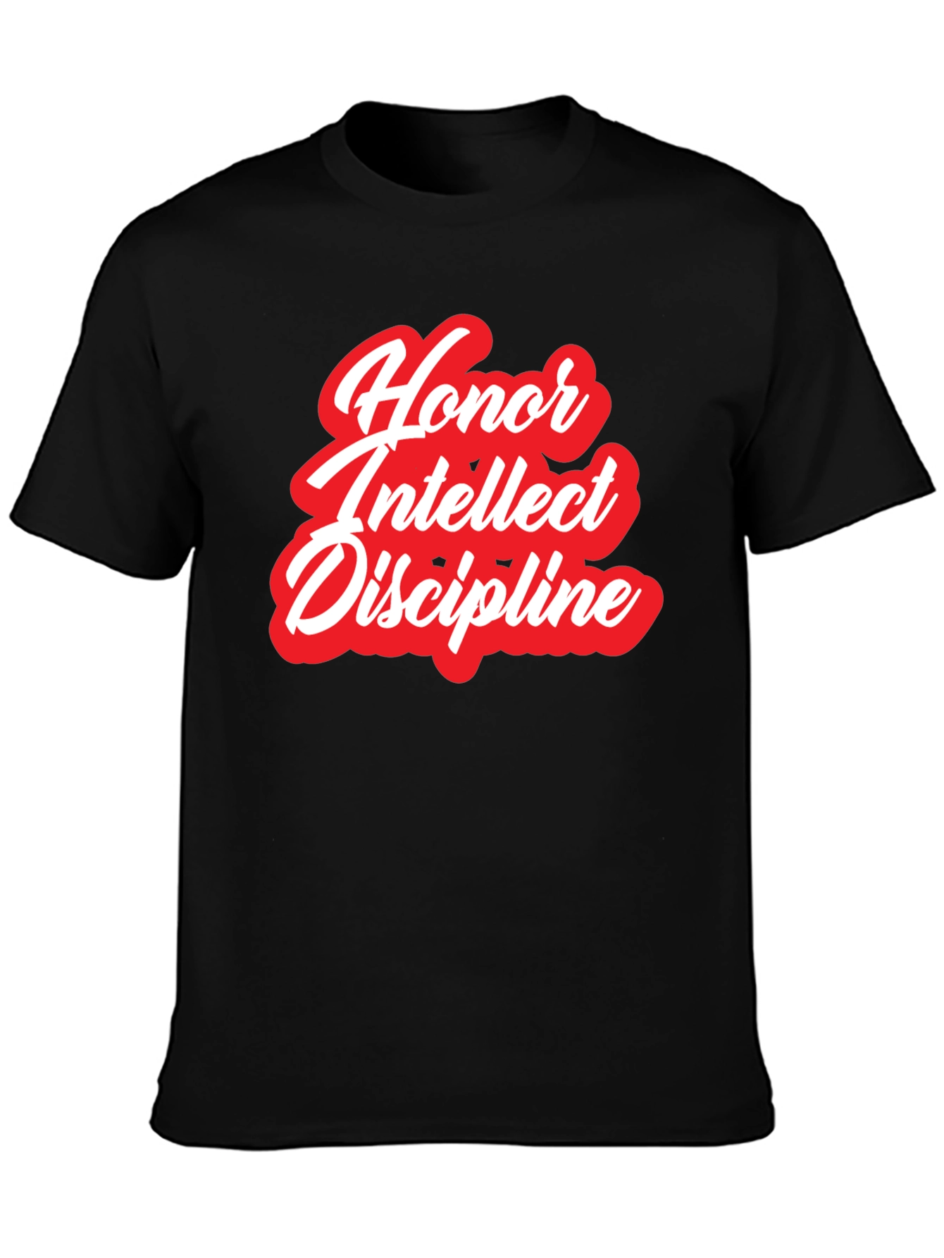 Honor Intellect Discipline Black Graphic T-Shirt