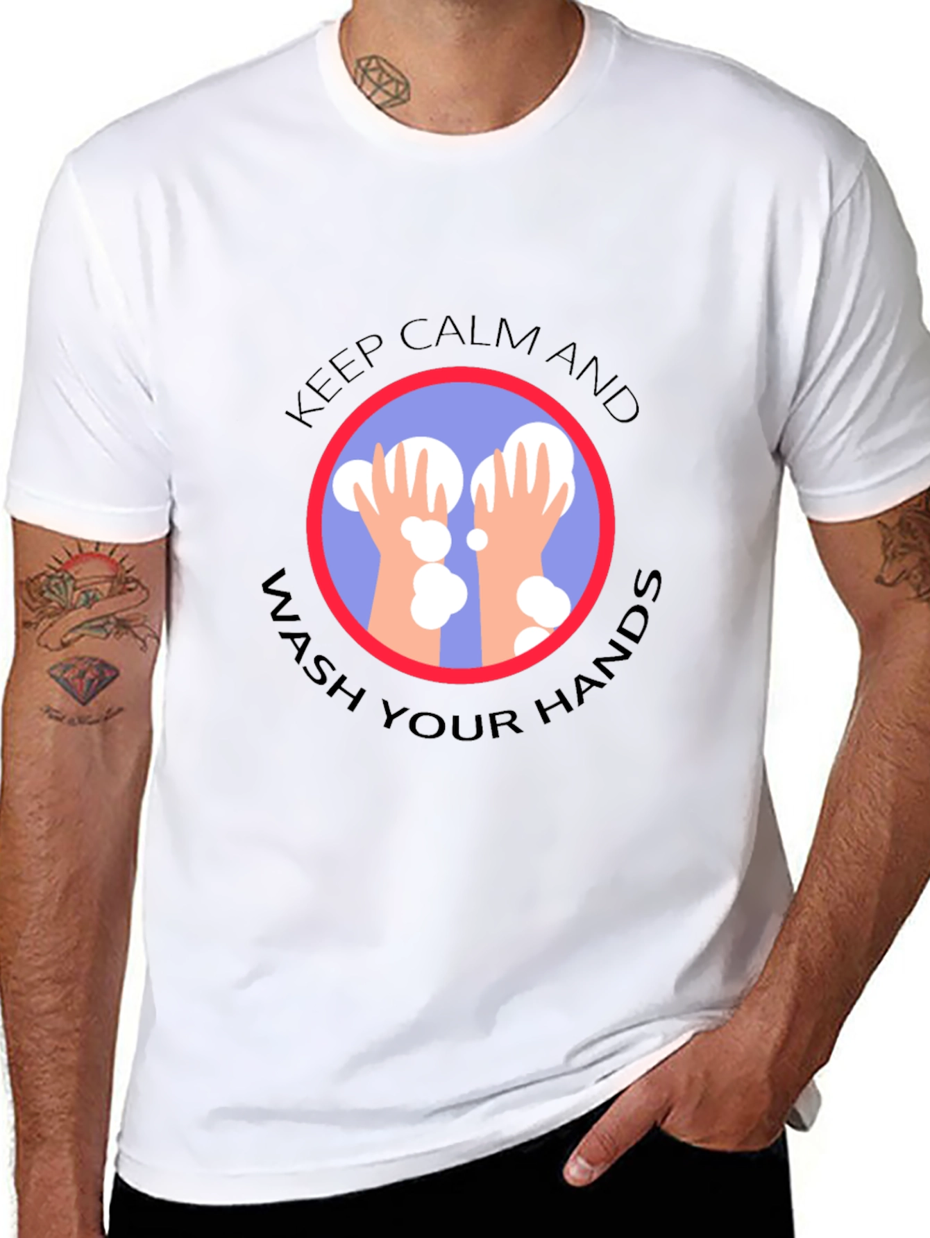 Keep Calm Wash Hands Graphic T-Shirt