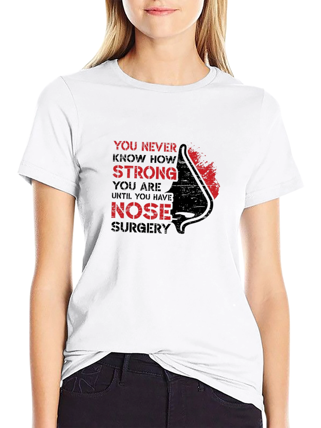 Strong Nose Surgery Black Graphic T-Shirt