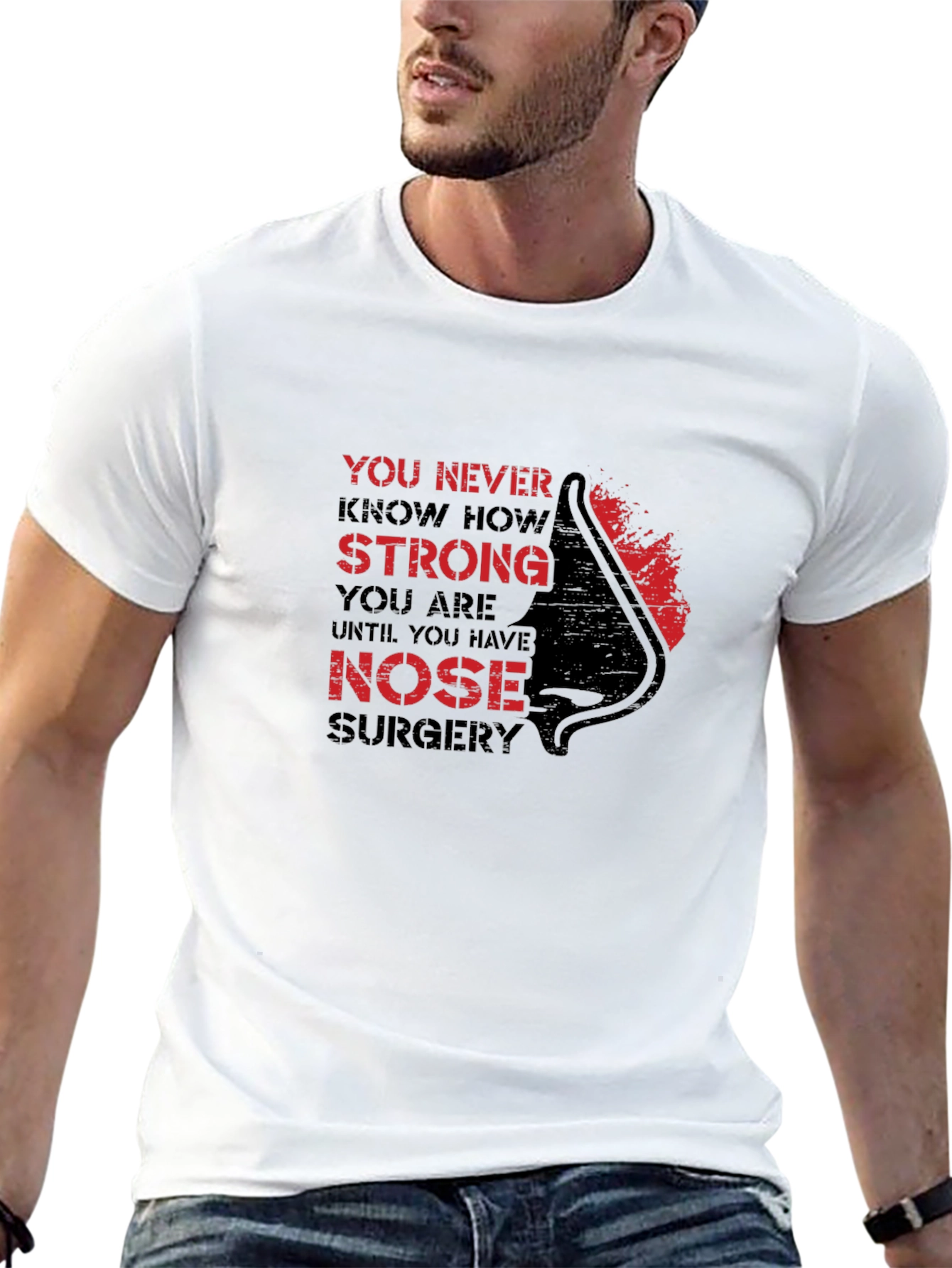 Strong Nose Surgery Black Graphic T-Shirt