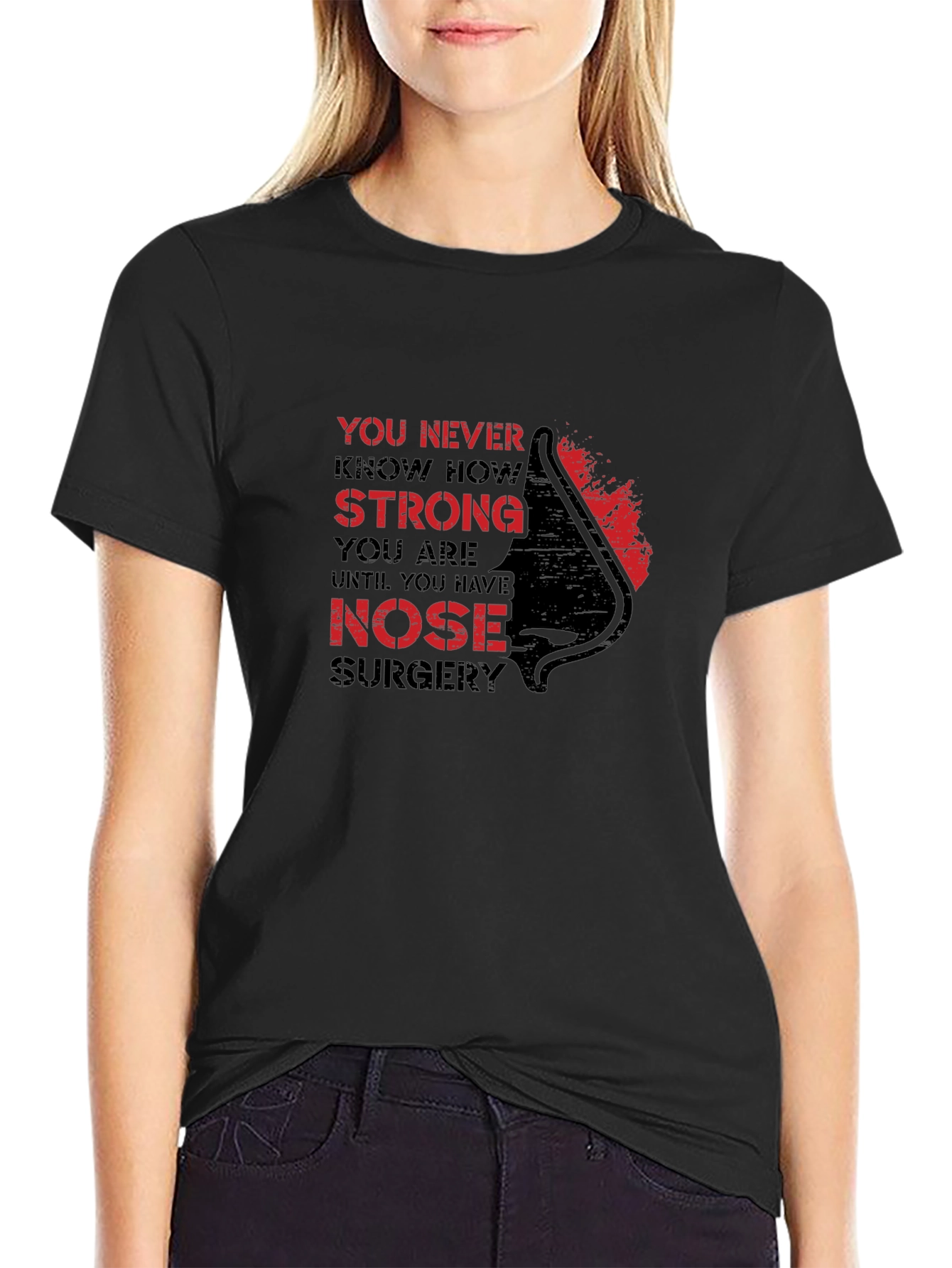 Strong Nose Surgery Black Graphic T-Shirt