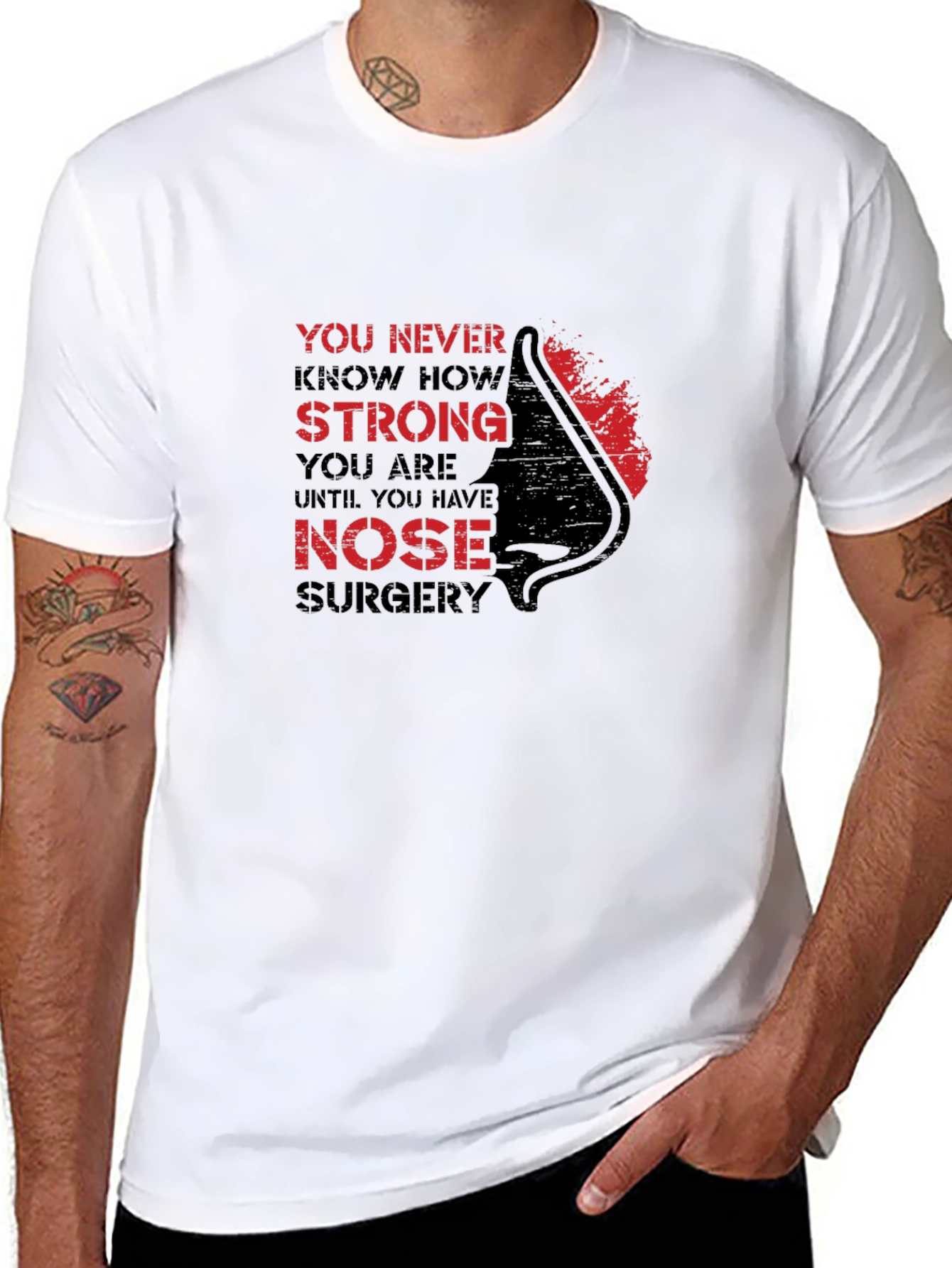 Strong Nose Surgery Black Graphic T-Shirt
