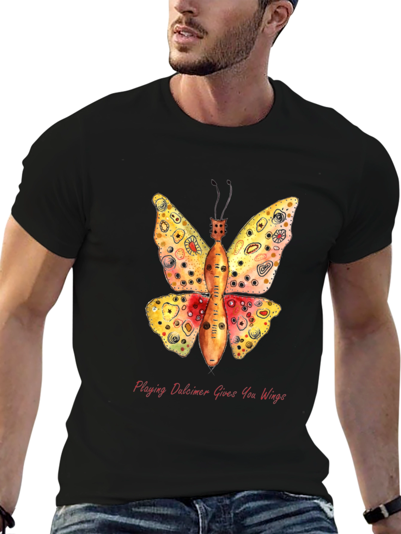 Dulcimer Butterfly Graphic T-Shirt - Play Music!