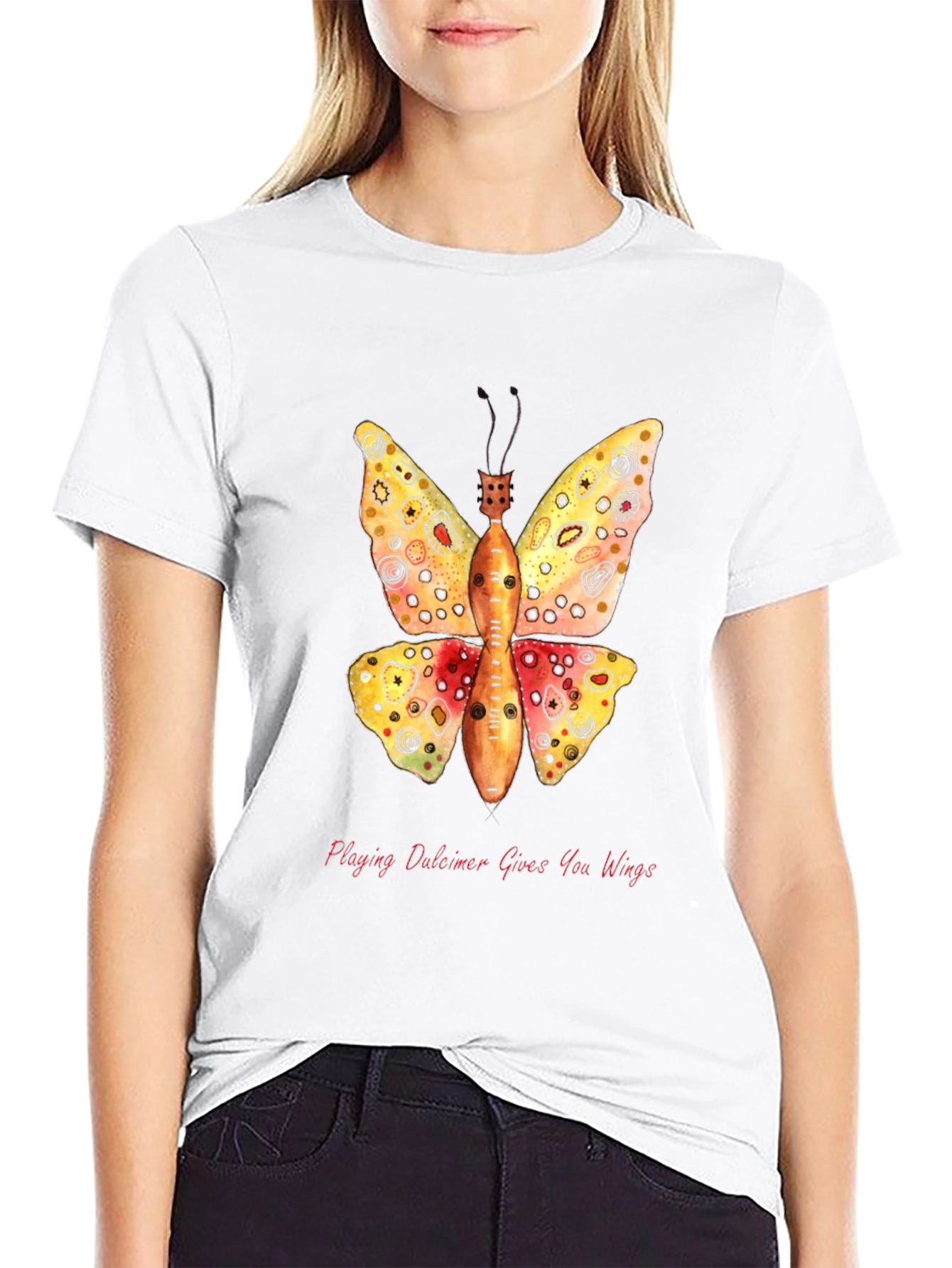 Dulcimer Butterfly Graphic T-Shirt - Play Music!