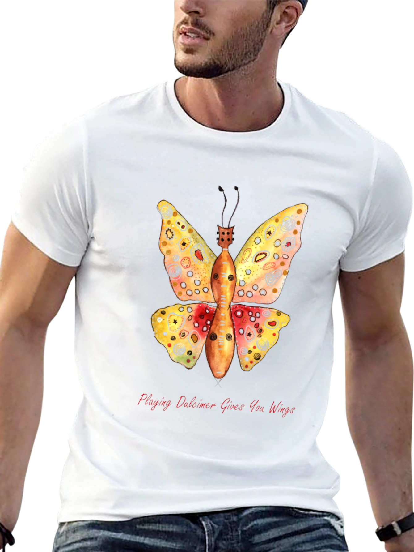 Dulcimer Butterfly Graphic T-Shirt - Play Music!