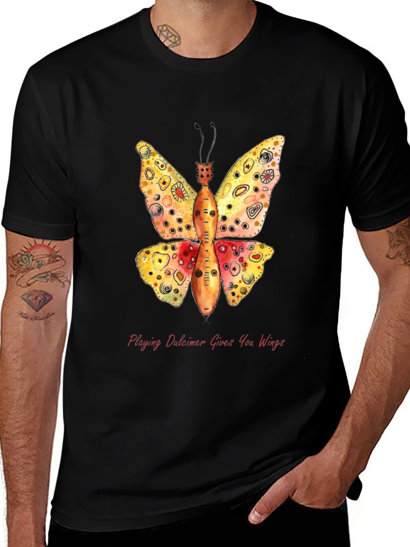 Dulcimer Butterfly Graphic T-Shirt - Play Music!