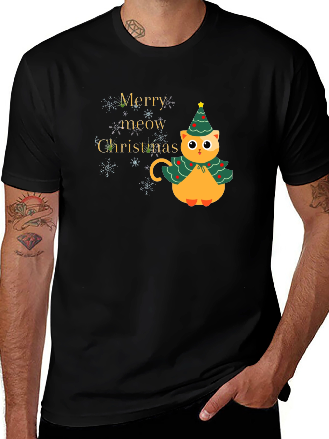 Merry Meow Christmas Cat T-Shirt