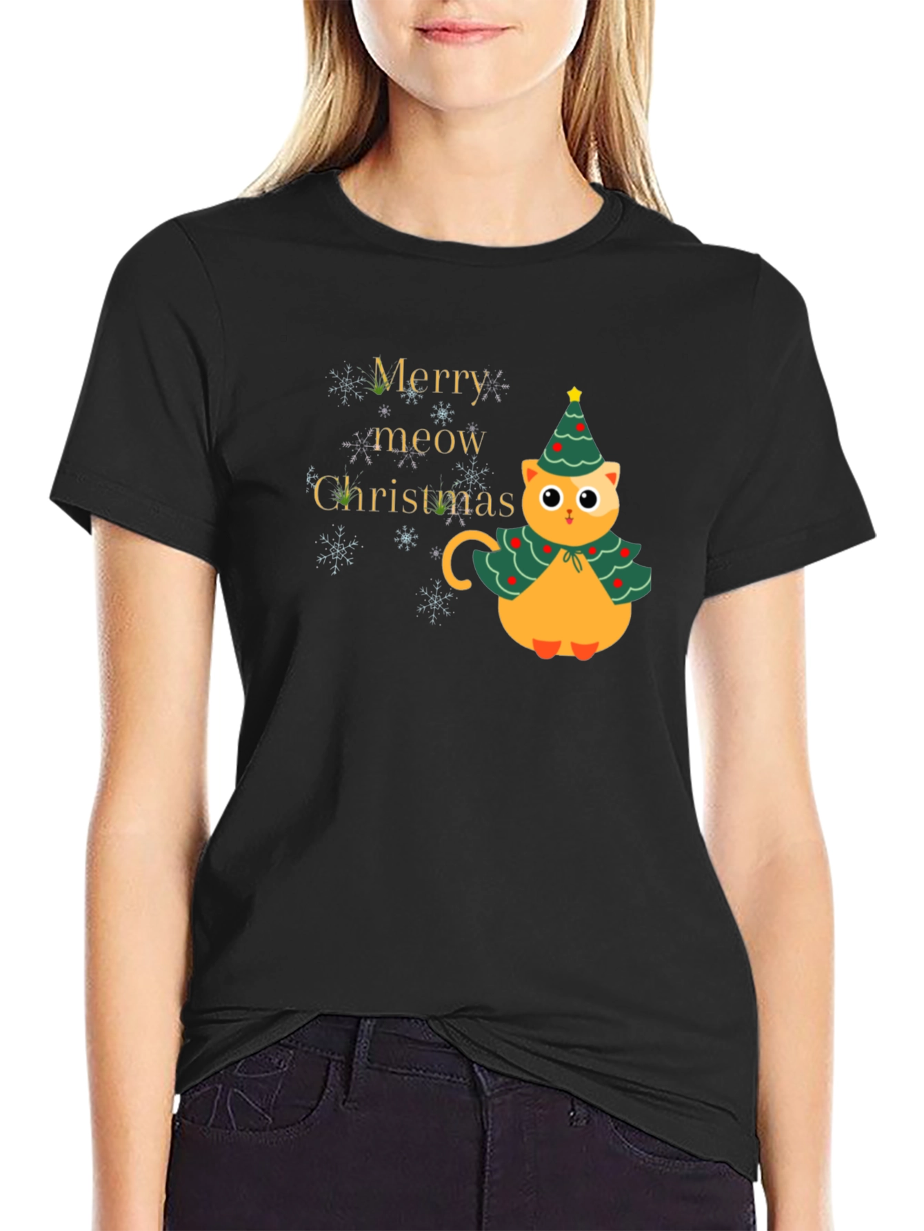 Merry Meow Christmas Cat T-Shirt