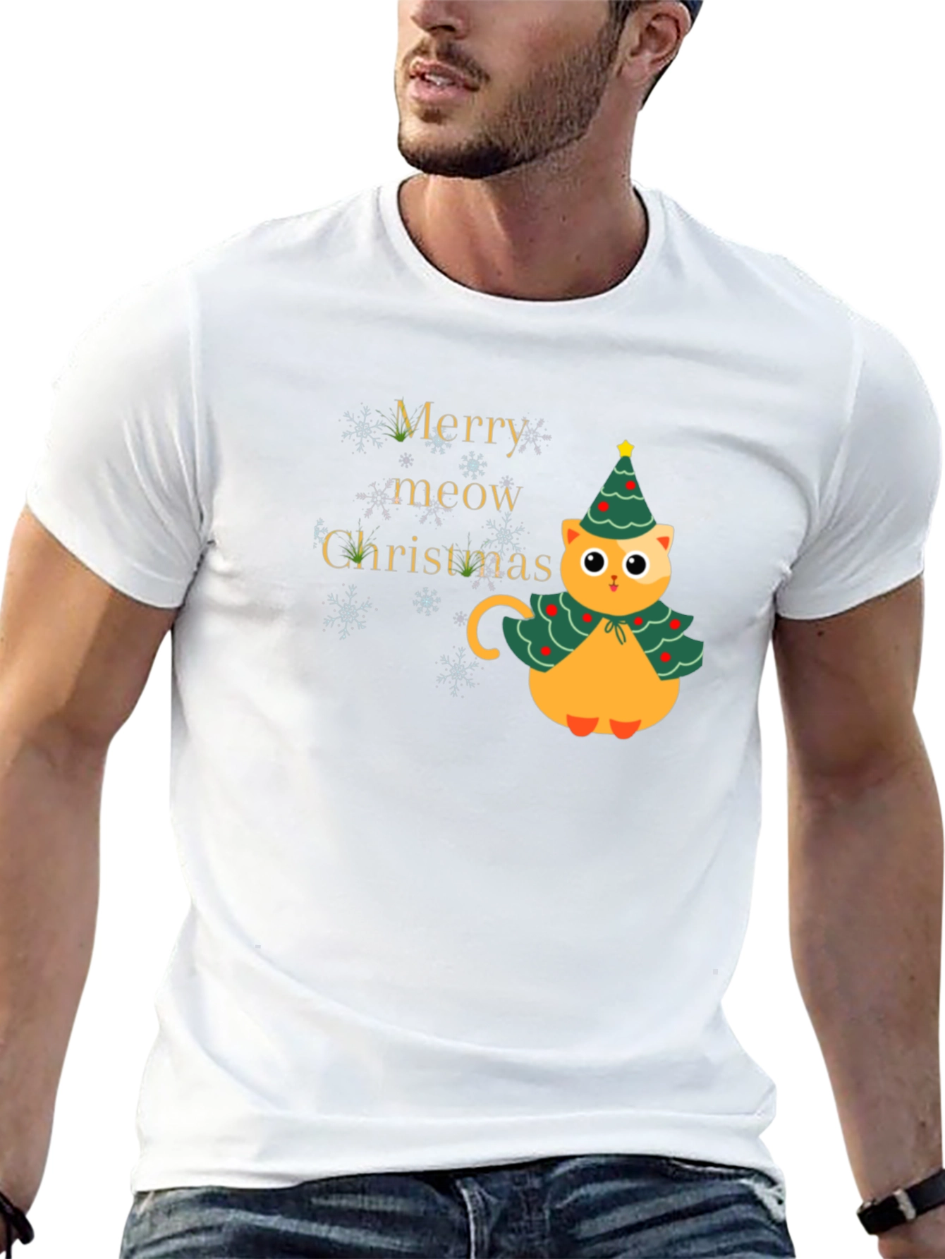 Merry Meow Christmas Cat T-Shirt
