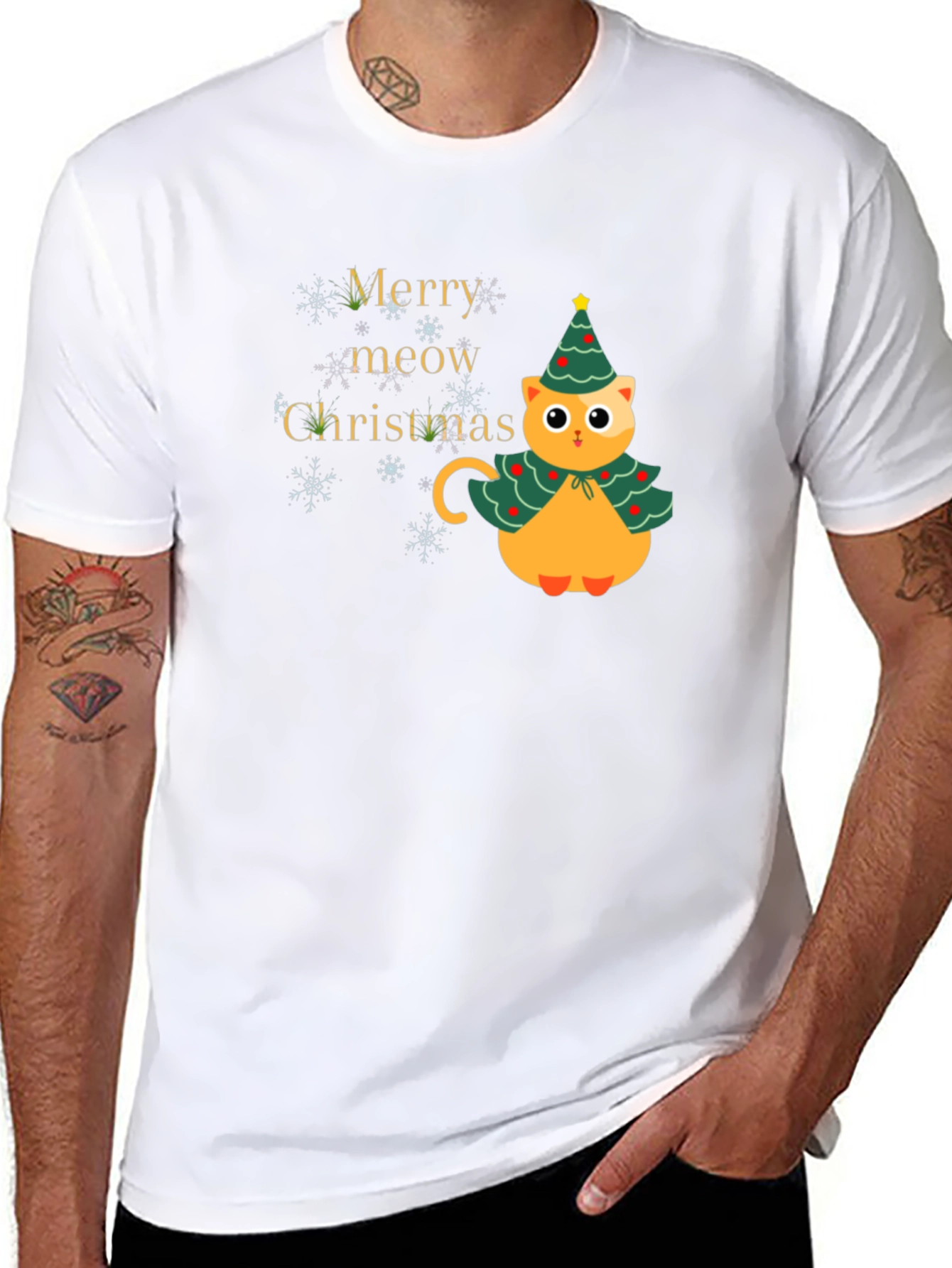 Merry Meow Christmas Cat T-Shirt
