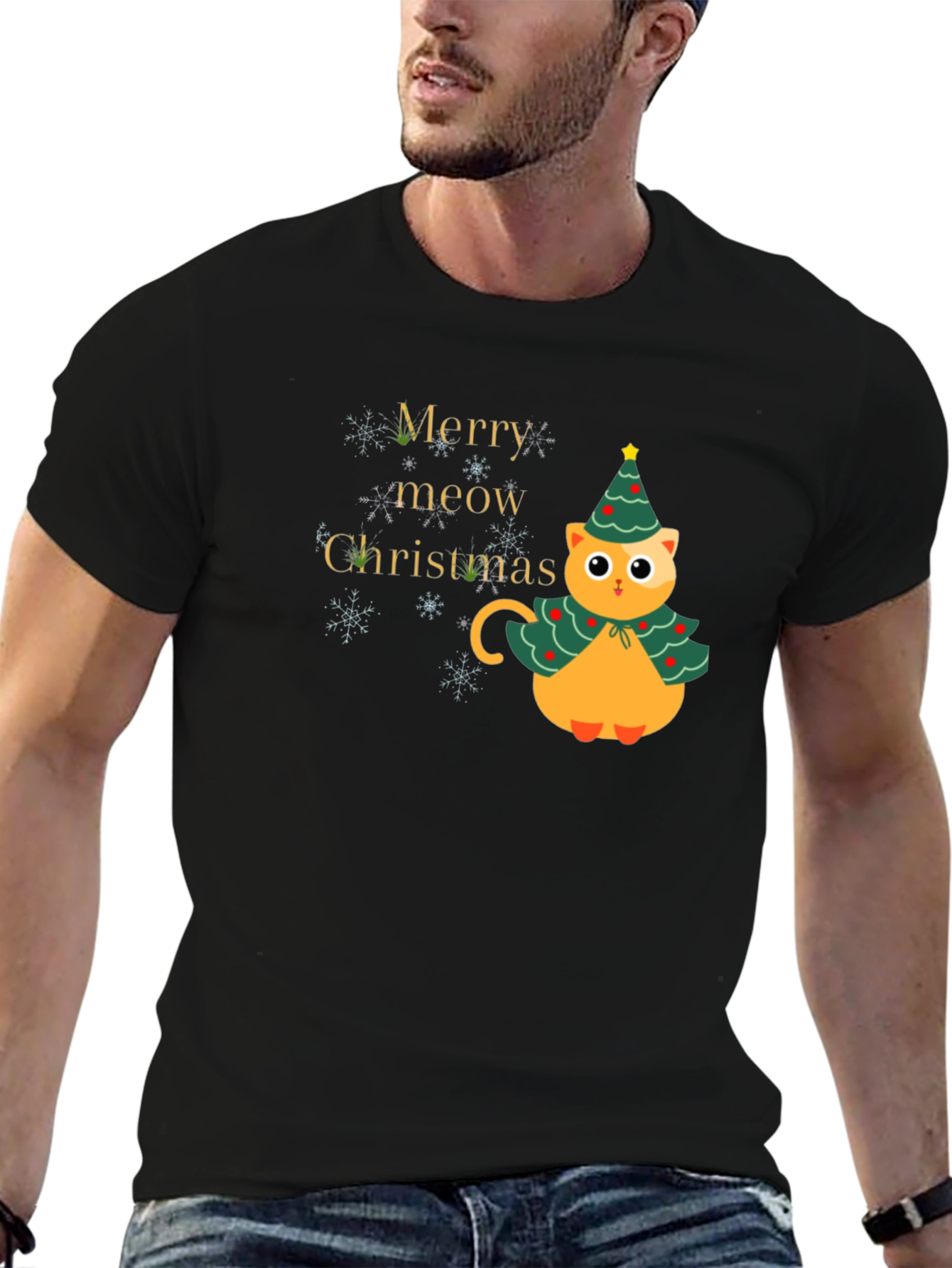 Merry Meow Christmas Cat T-Shirt