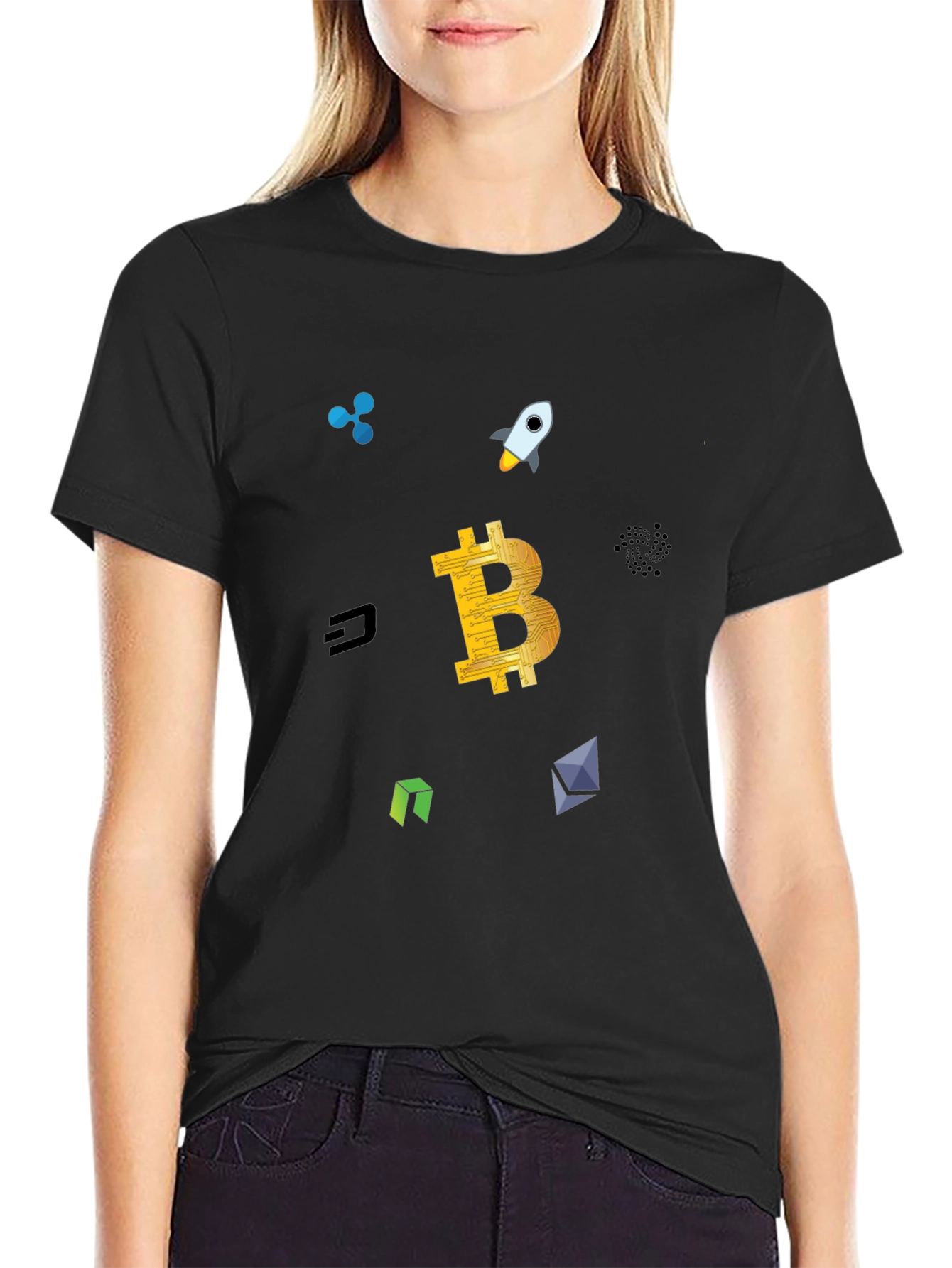 Crypto Currency T-Shirt Bitcoin Rocket