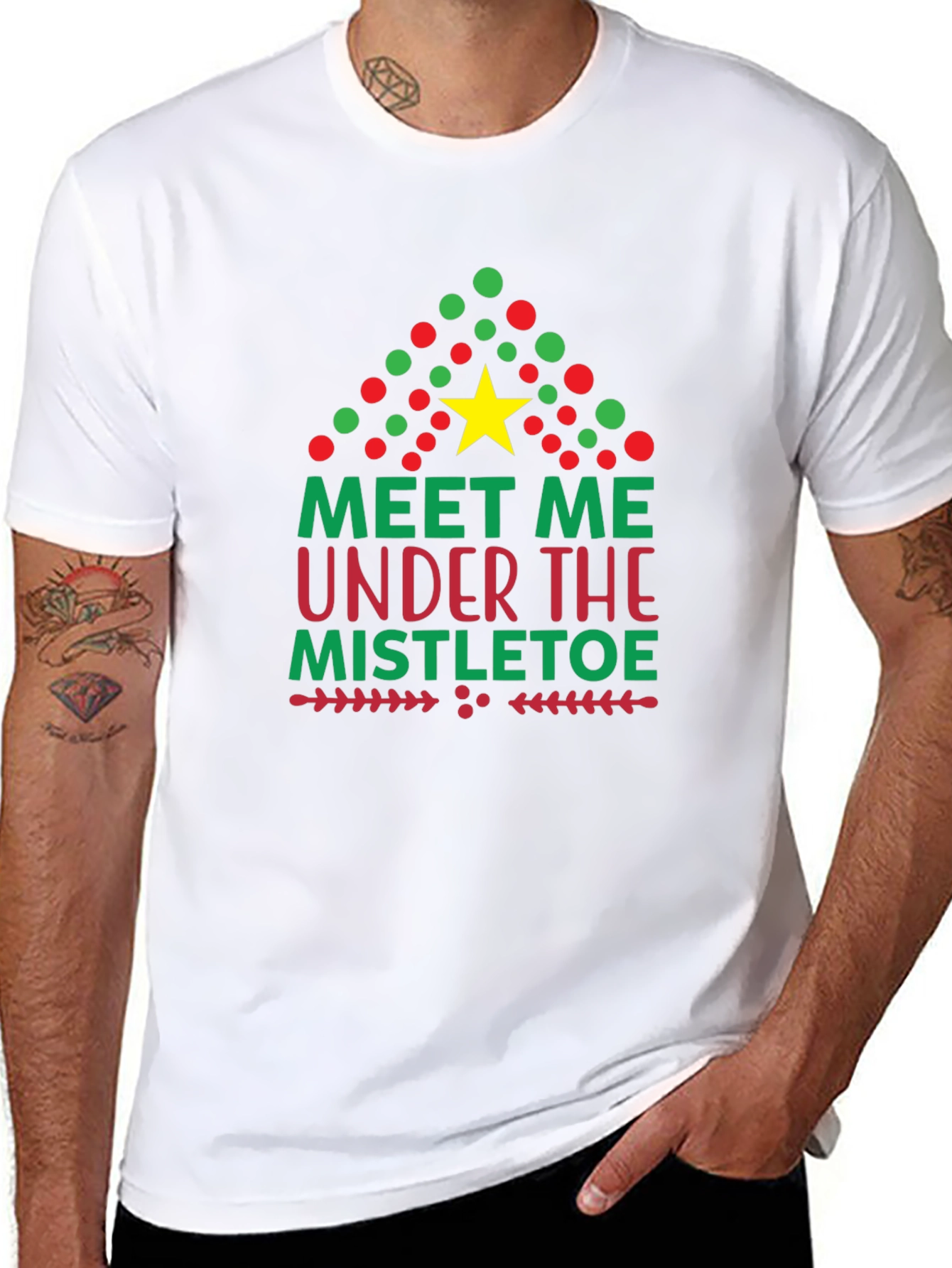 Festive Christmas Mistletoe Graphic Tee
