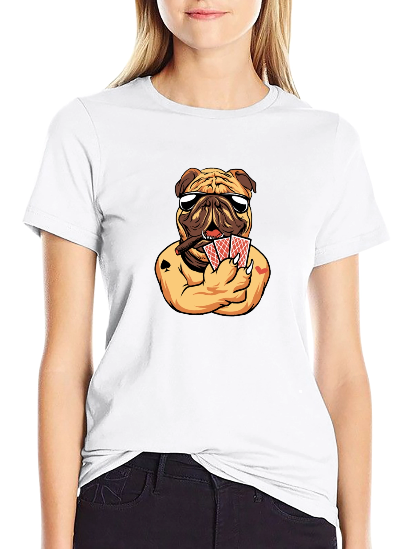 Poker Pug Graphic T-Shirt