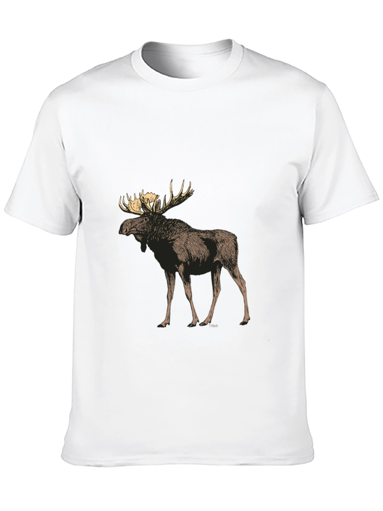 Moose Graphic Tee - Black Crew Neck Casual T-Shirt