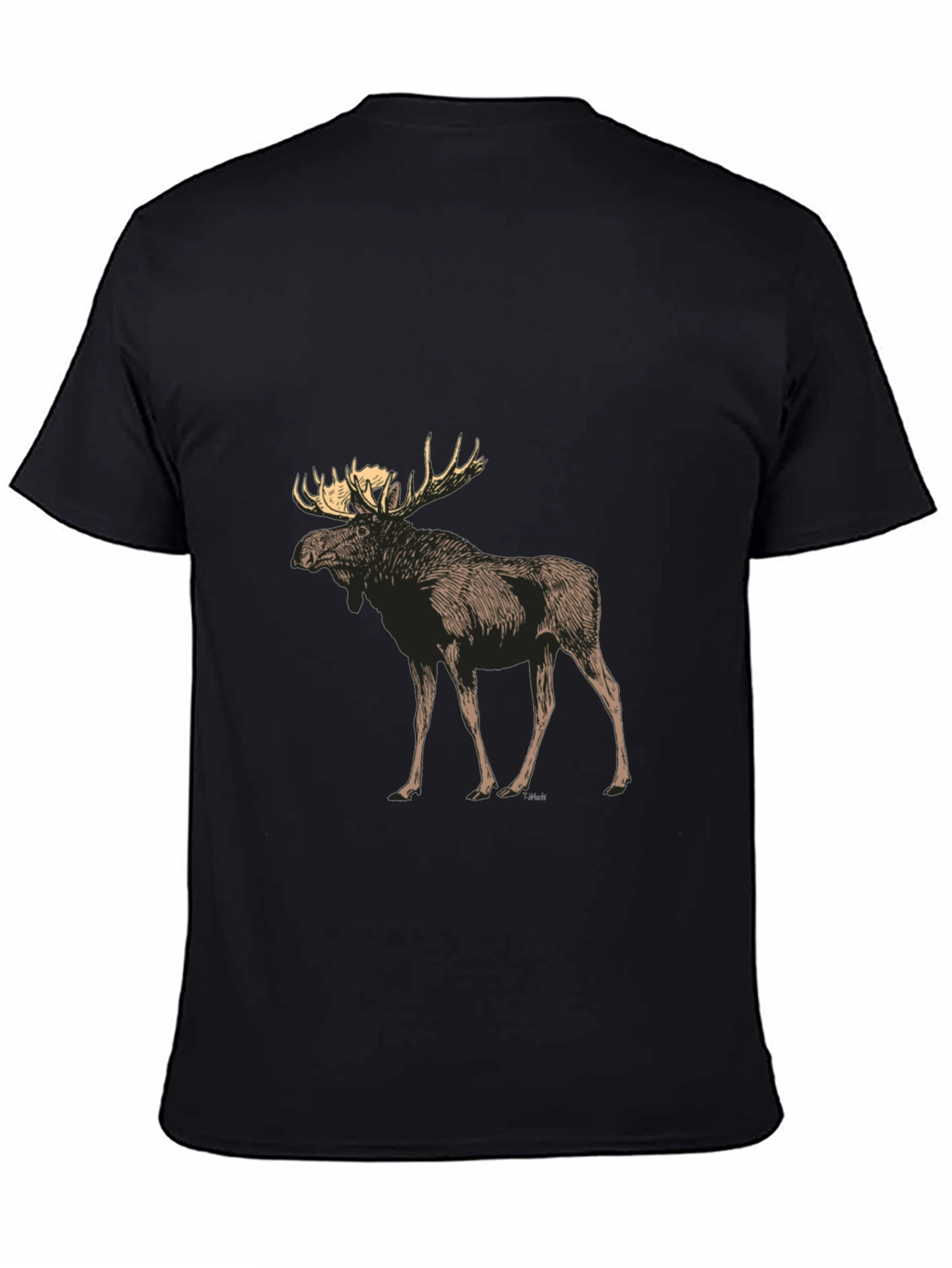 Moose Graphic Tee - Black Crew Neck Casual T-Shirt