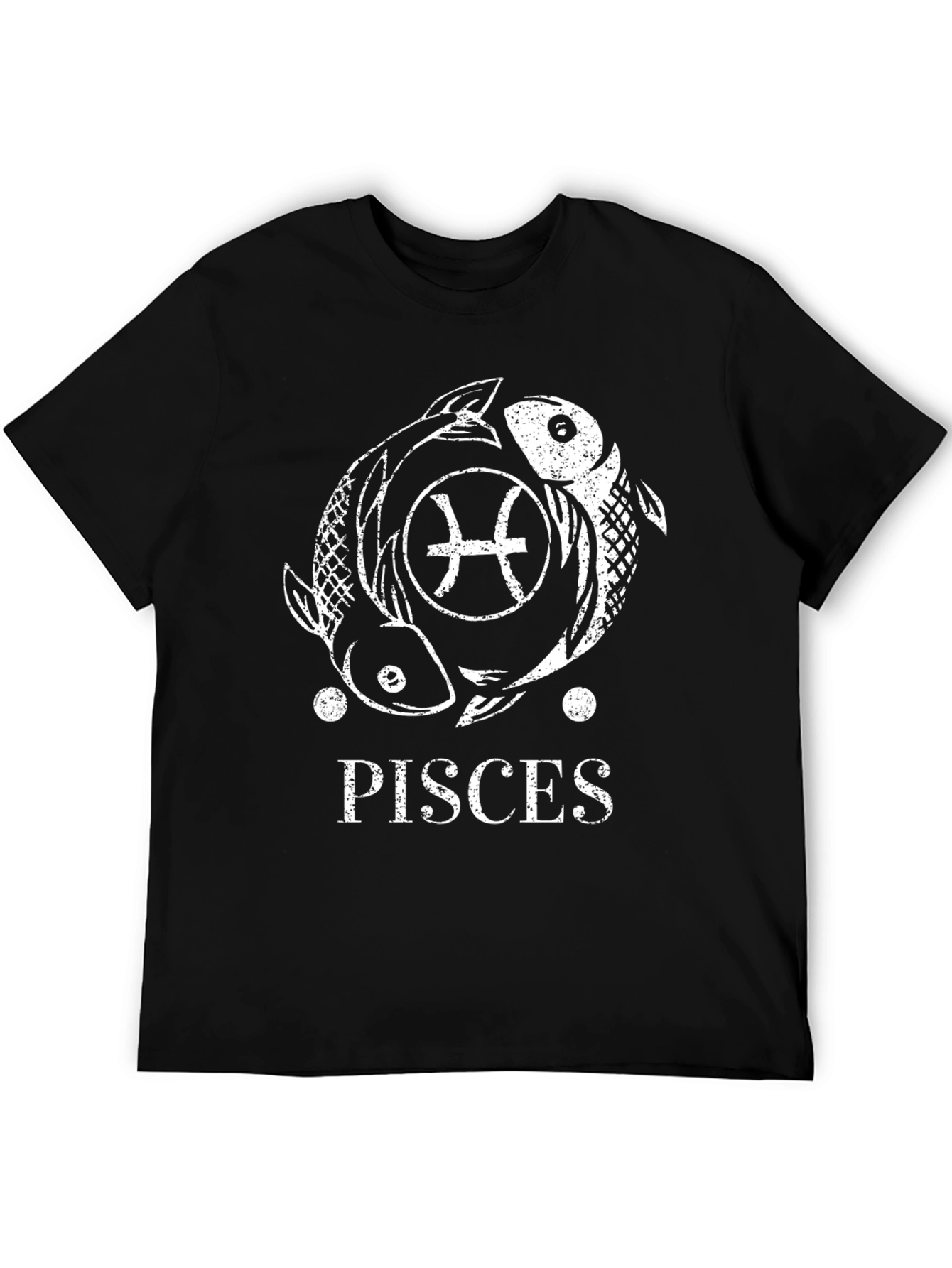 Pisces Zodiac Sign T-Shirt - Black Cotton Tee