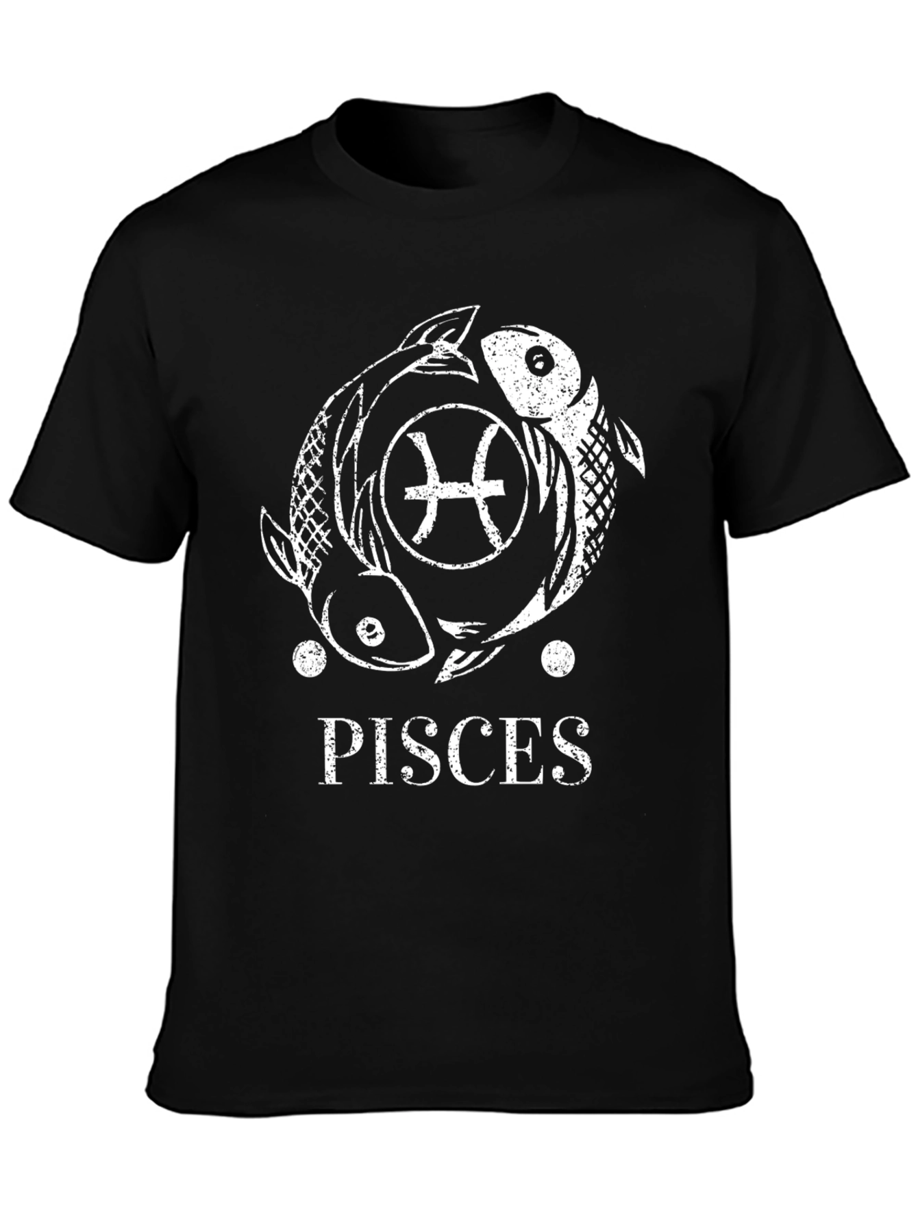Pisces Zodiac Sign T-Shirt - Black Cotton Tee