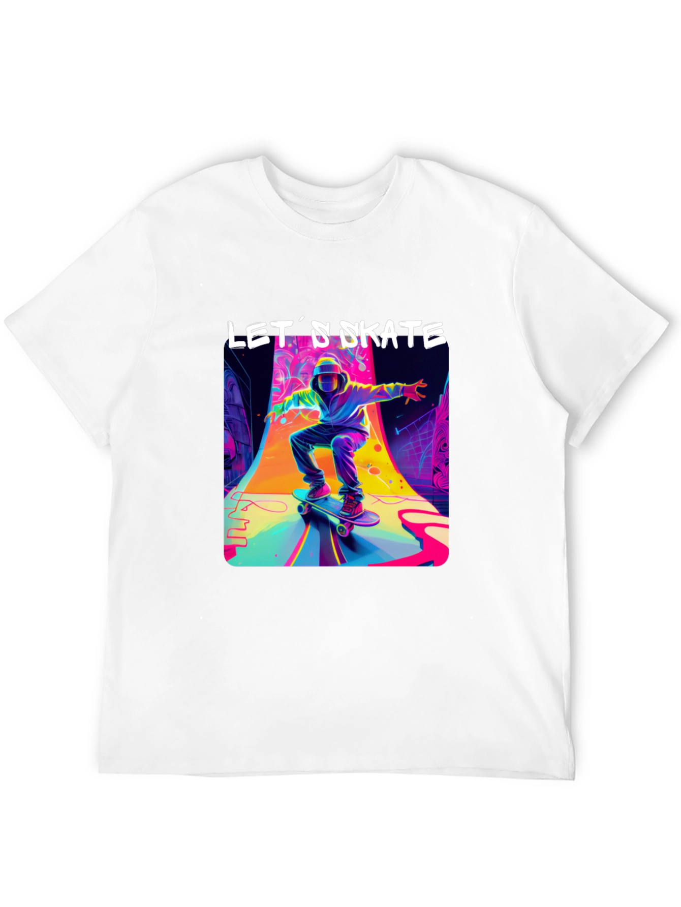 Lets Skate Graphic T-Shirt - Cool Skateboarder Design