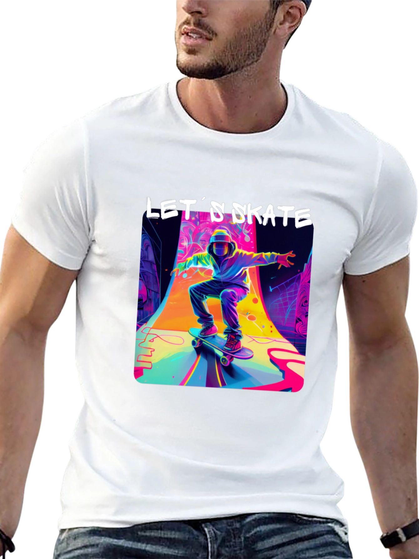Lets Skate Graphic T-Shirt - Cool Skateboarder Design